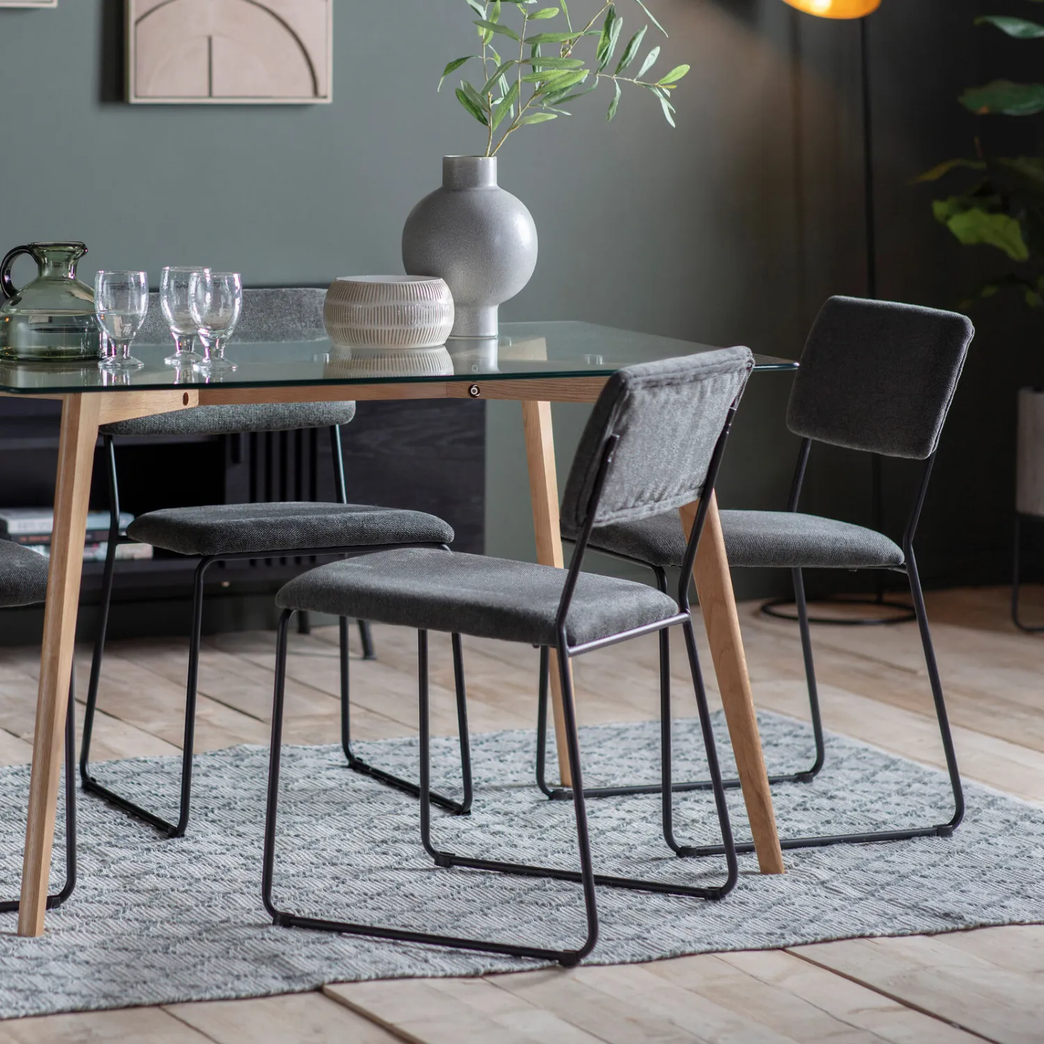 Charcoal Fabric Upholstered Dining Chair