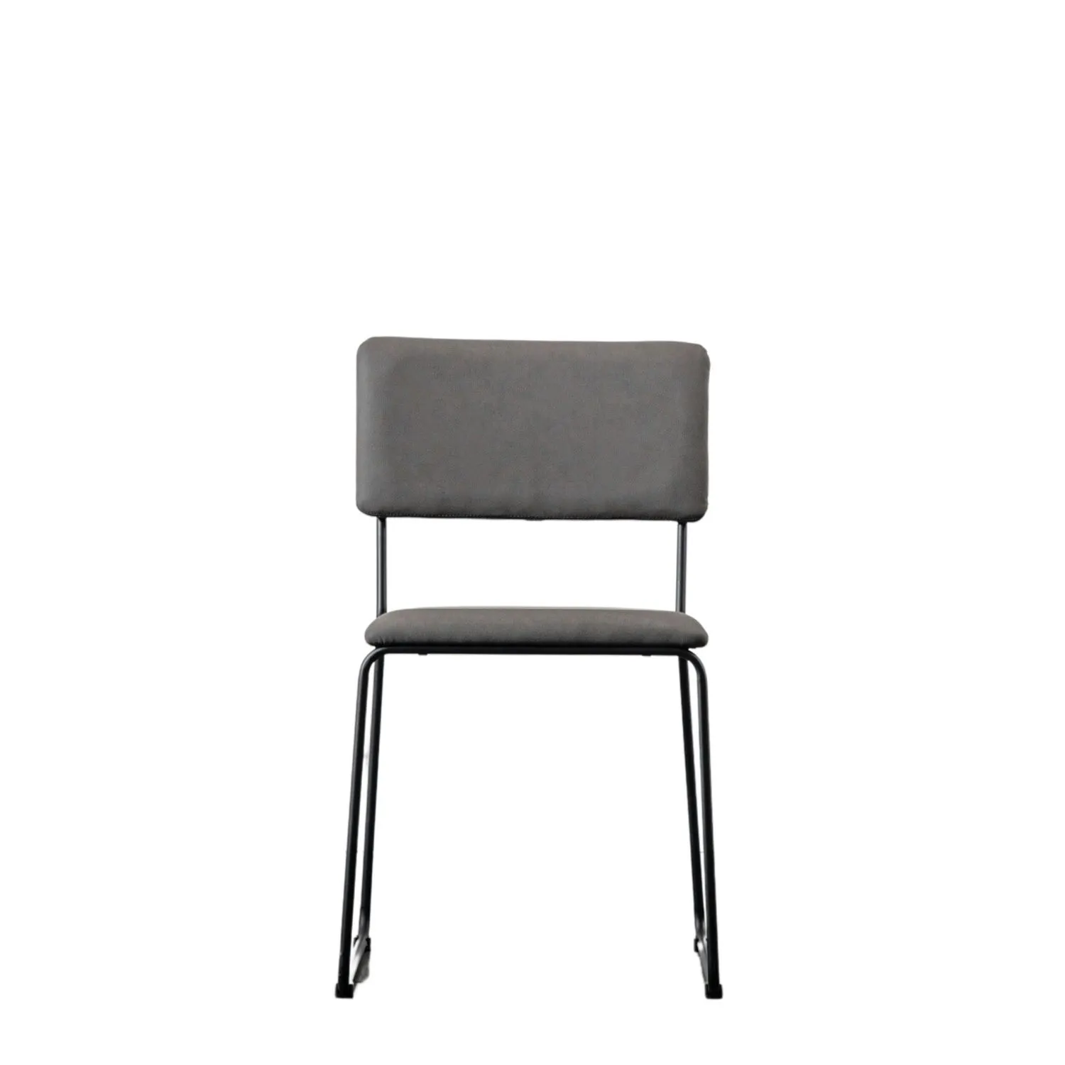 Slate Grey Fabric Dining Chair Slim Black Metal Frame