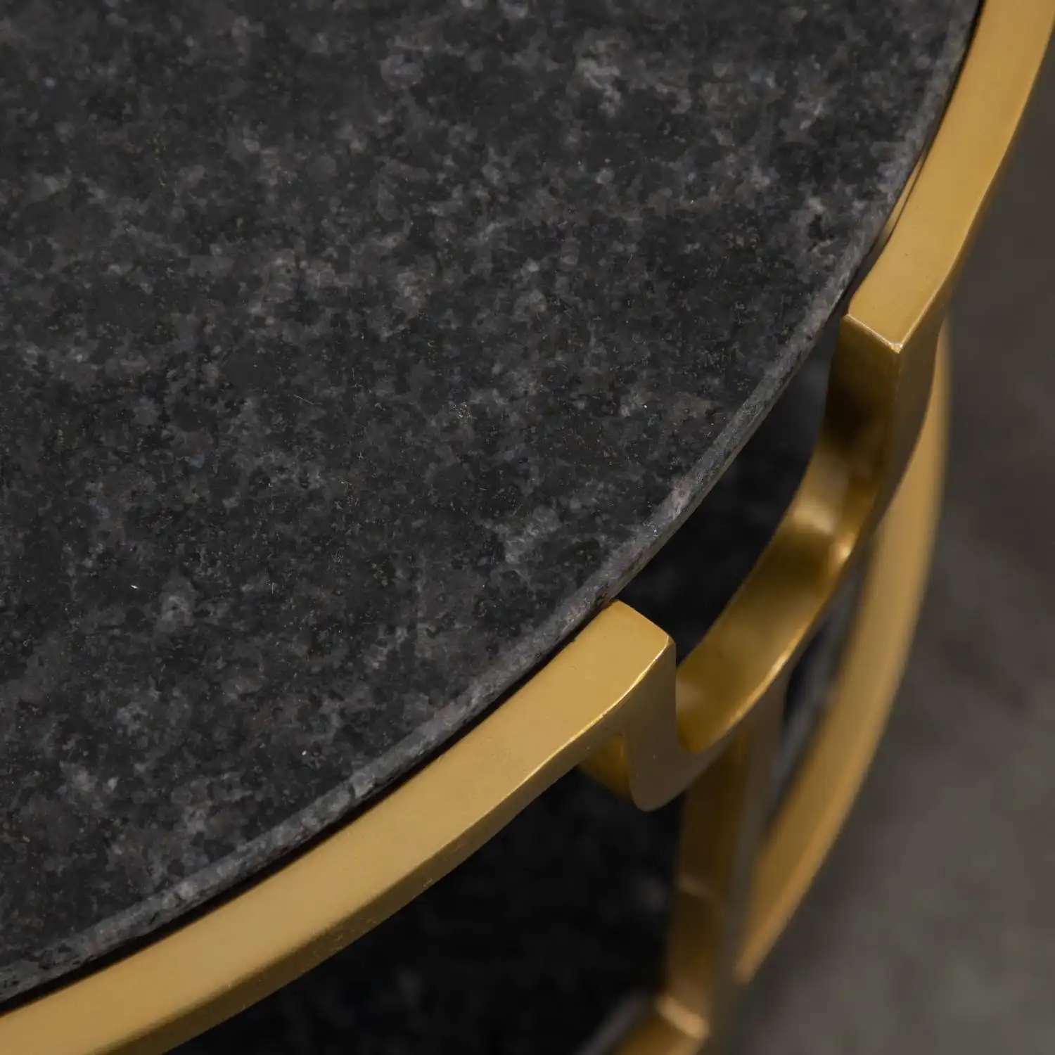 Black Marble Top Round Gold Metal Coffee Table