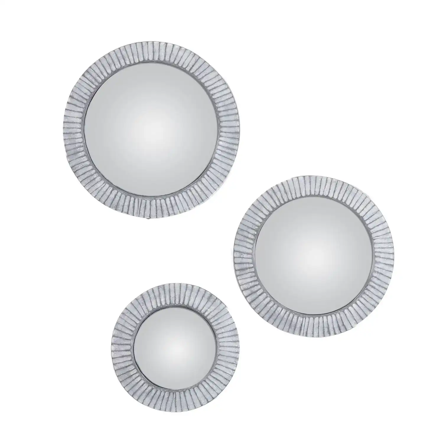 Convex Mirror Grey Wash Set of 3