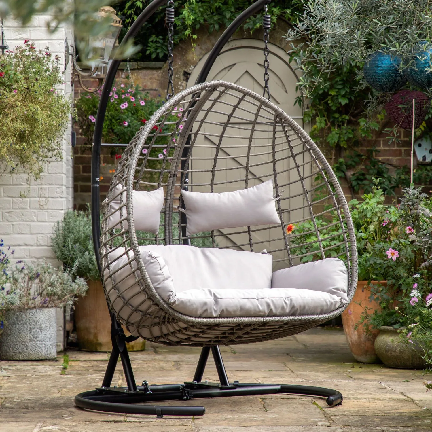 Large Rattan Outdoor 2 Seater Hanging Chair