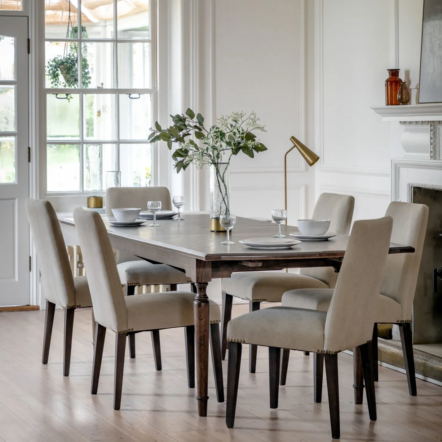 Grey Wooden Large Rectangular Extending Dining Table