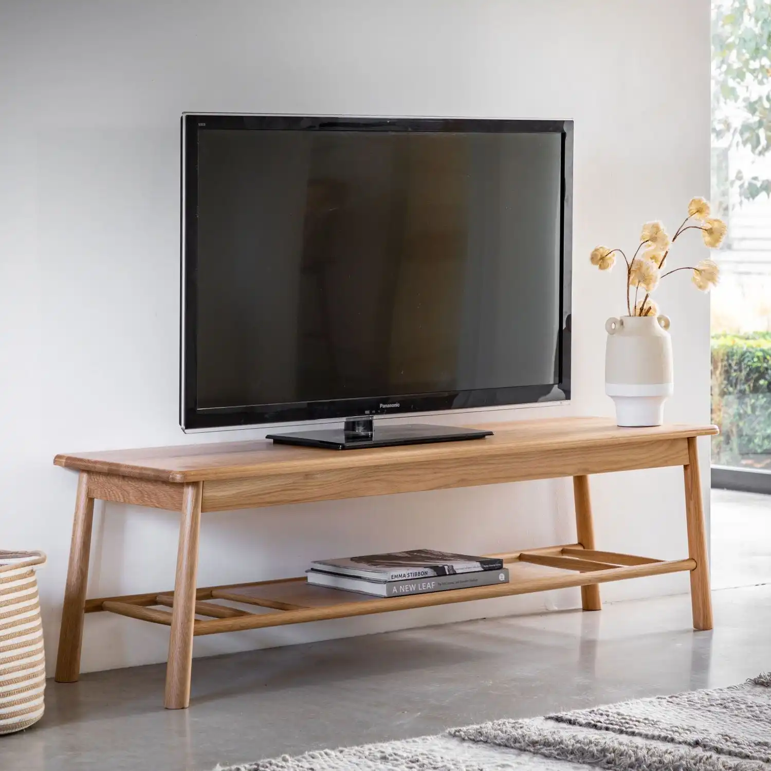 Nordic Oak TV Media Unit With Shelf