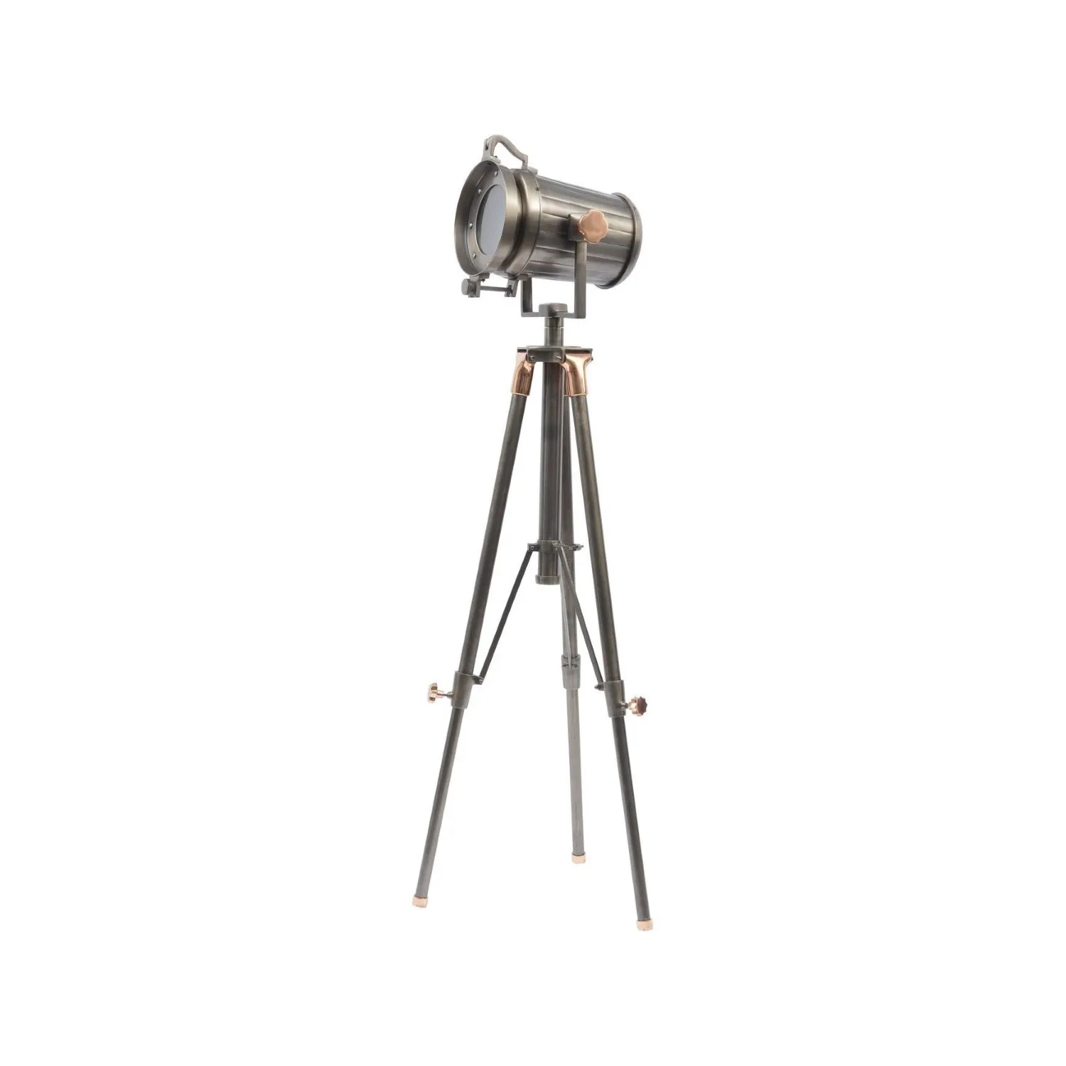 Copper Satin Grey Adjustable Tripod Spotlight Floor Lamp