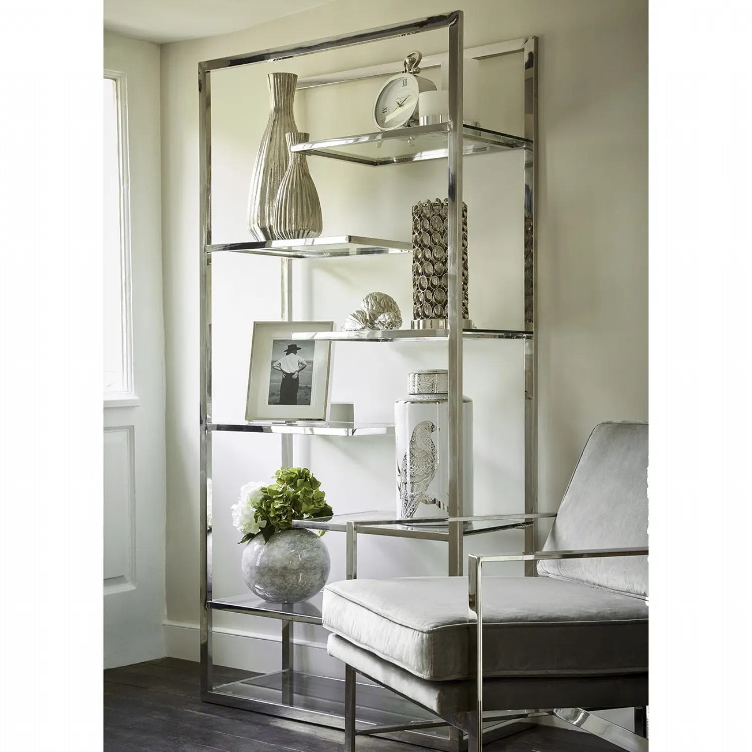 Stainless Steel Clear Glass Open Display Shelf Unit