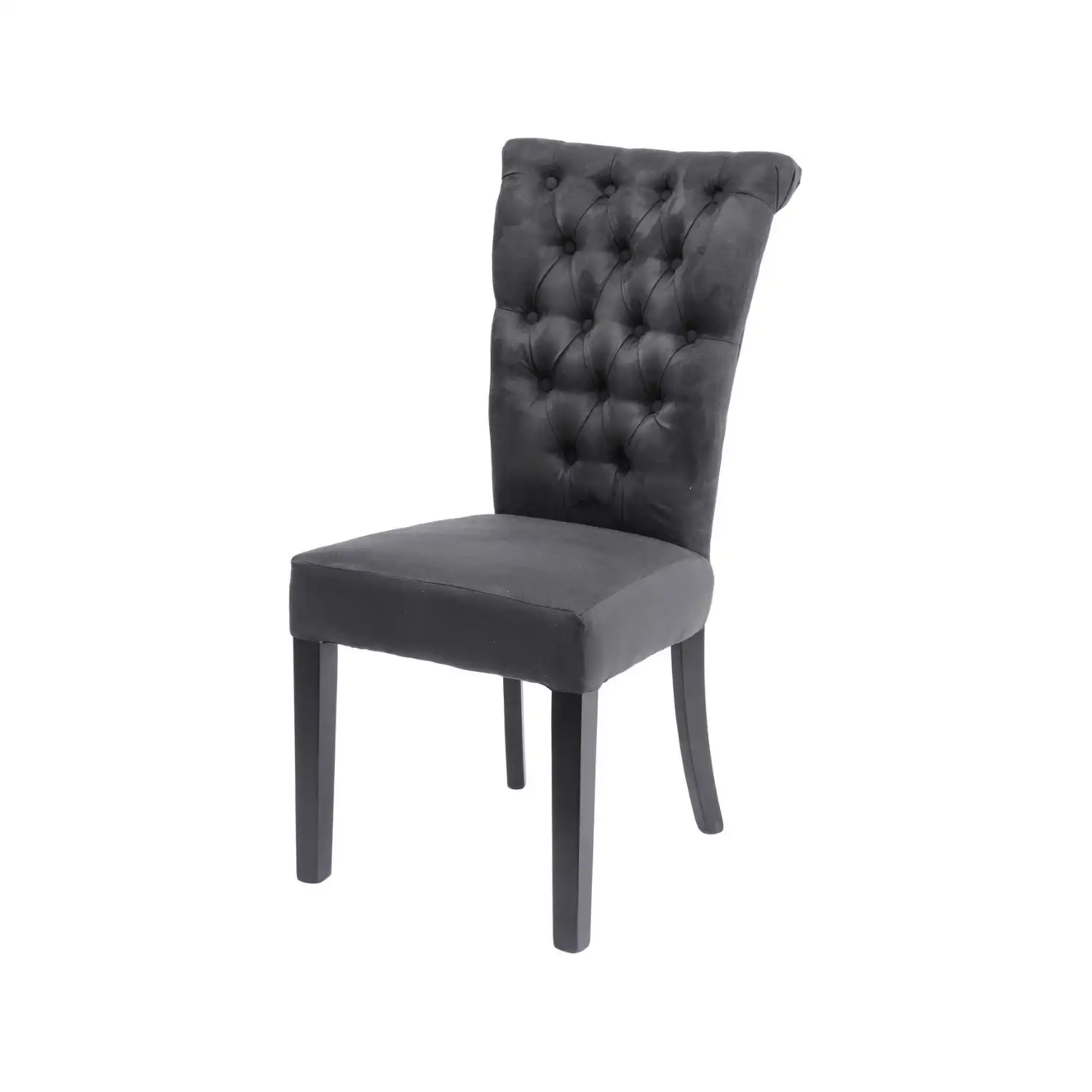 Dark Grey Fabric Button Back Dining Chair