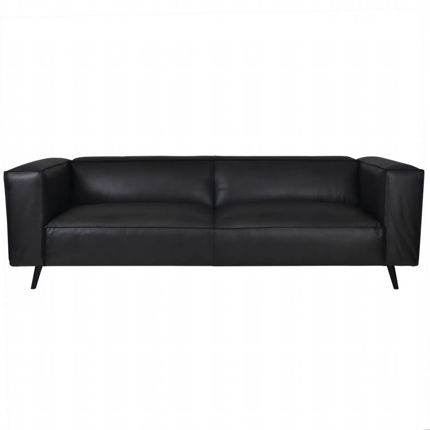 Black Large Leather 4 Seater Sofa 240cm Wide