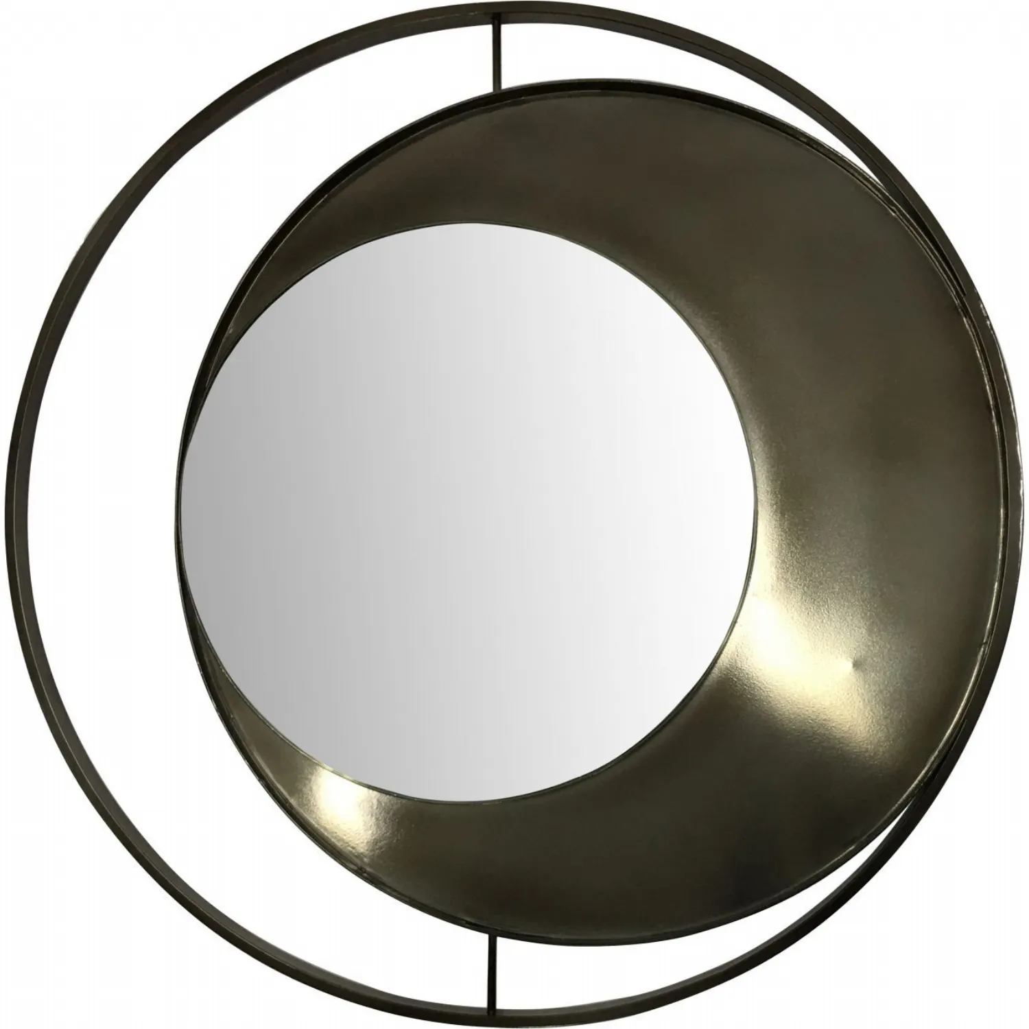 Black Nickel Circles Metal Wall Mirror 100cm Diameter