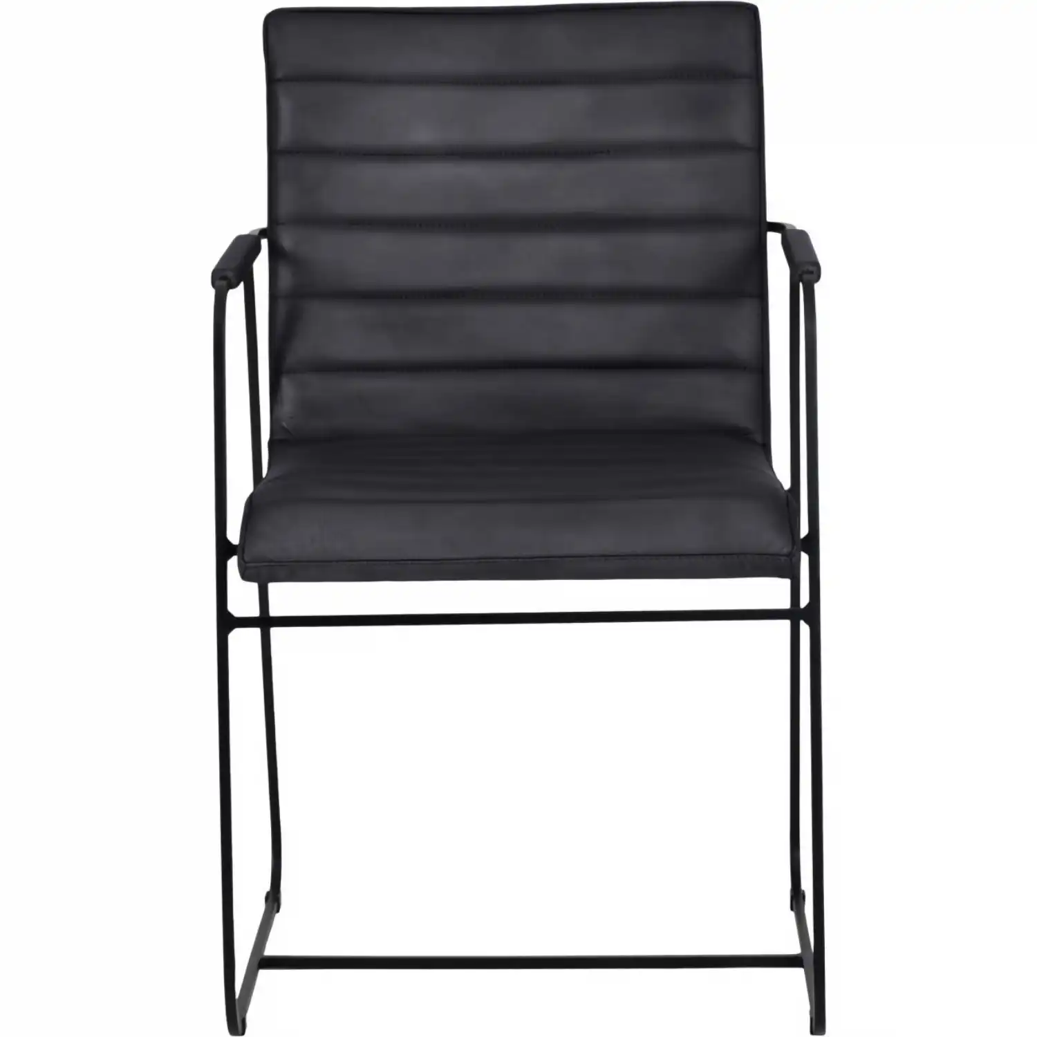 Belton Metal Framed Dining Chair With Arms Leather