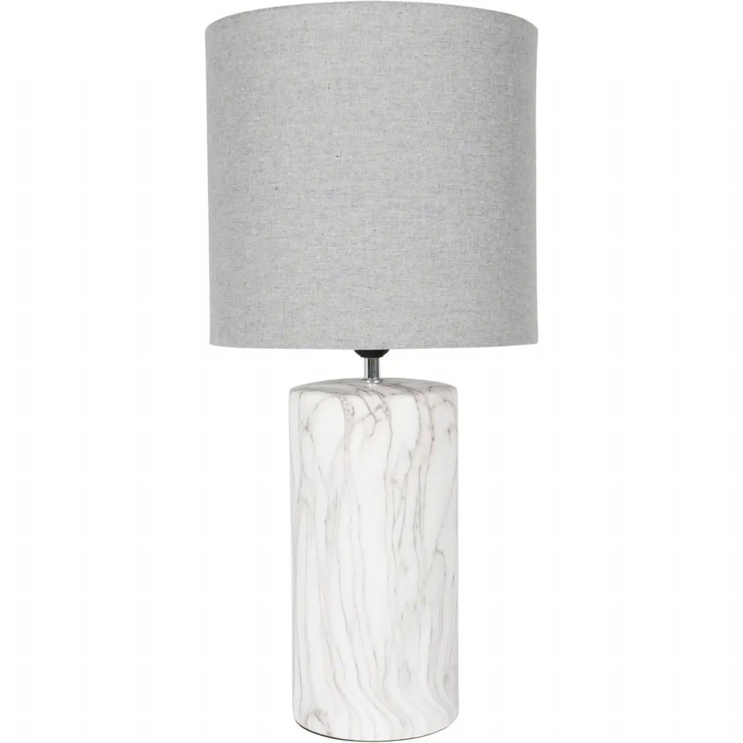 Marble Column Table Lamp with Grey Shade
