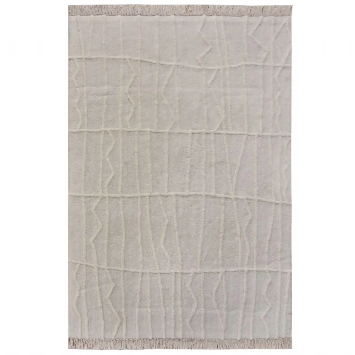 Table Tufted Ivory New Zealand Wool and Cotton Rug