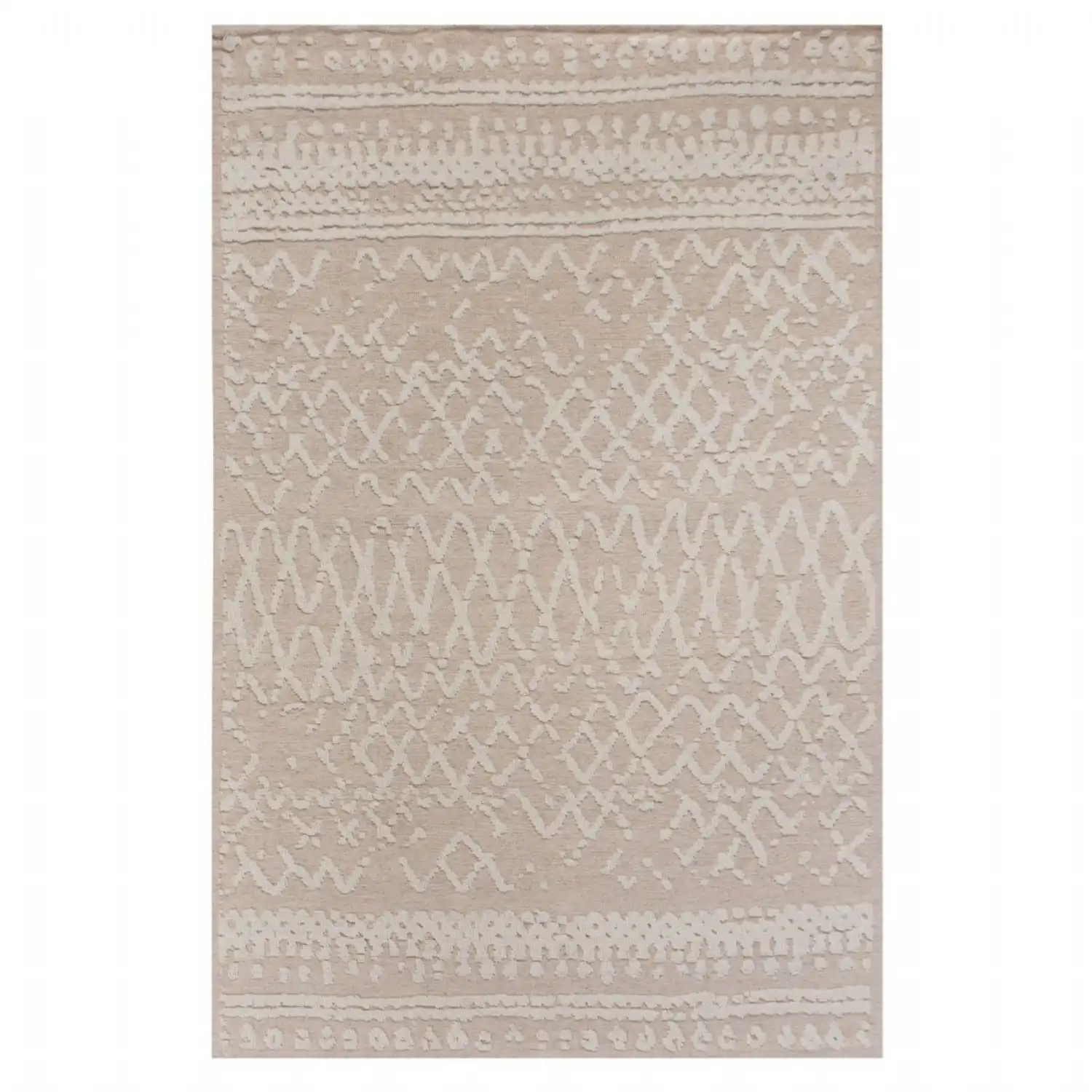 Knitted Beige and Ivory 160x230cm Wool Rug