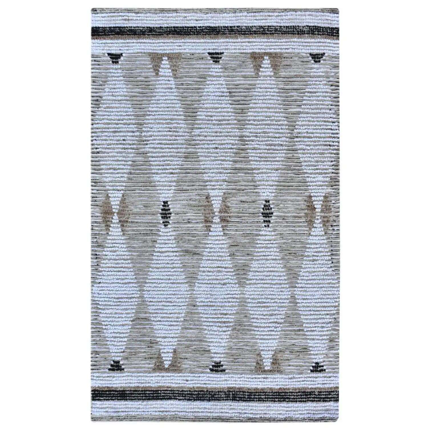 Hand Woven Ivory and Grey Jute Cotton Rug