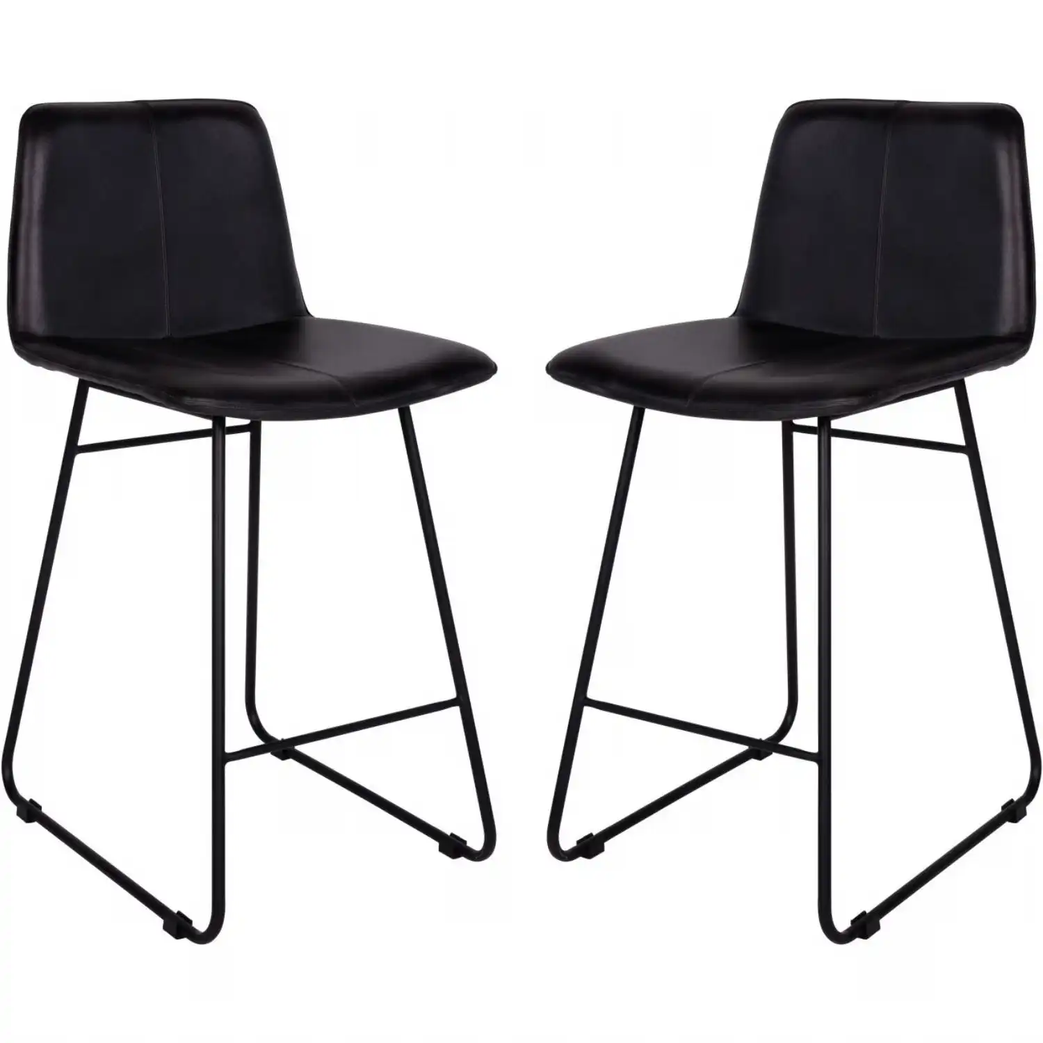 Pair of Robinson Leather Bar Stools in Charcoal