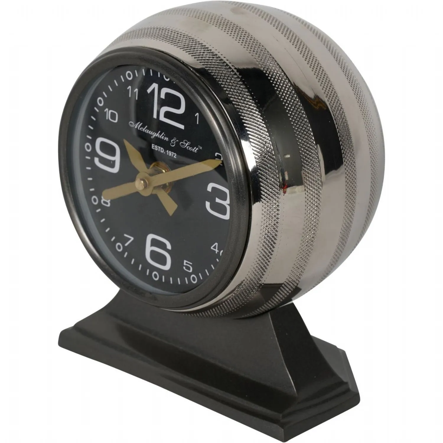 Satin Grey Nickel Plated Small Aviation Mantel Clock 15cm