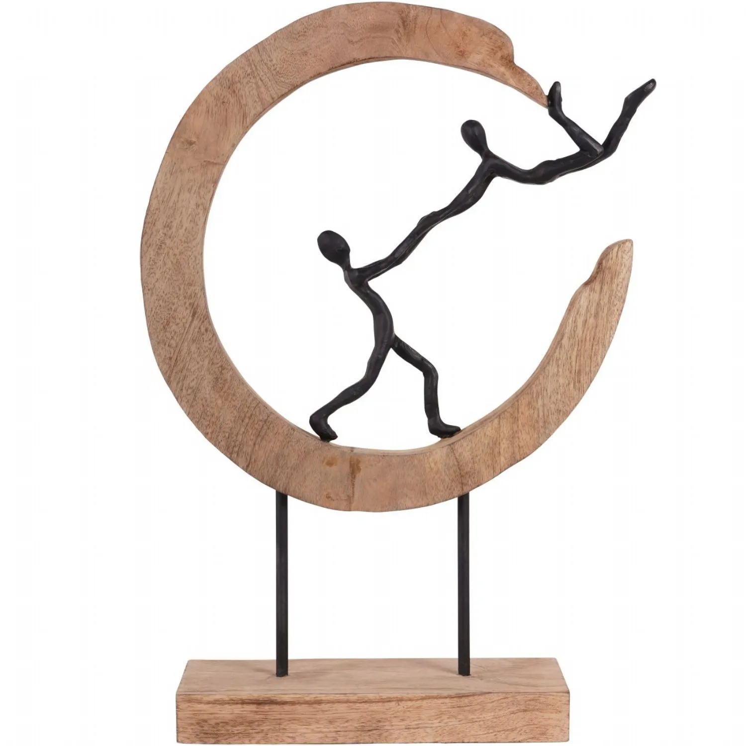 Playful People in Sculpture on Wooden Stand