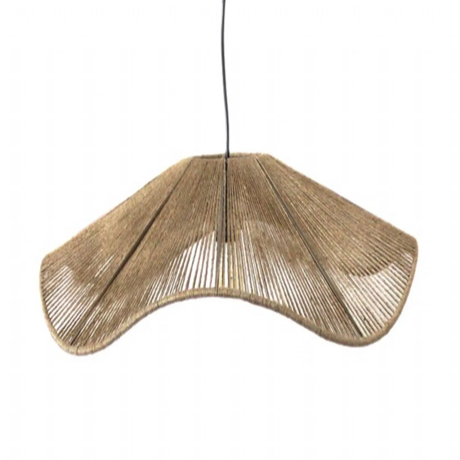 Small Wave Round Jute Pendant Ceiling Light in Natural