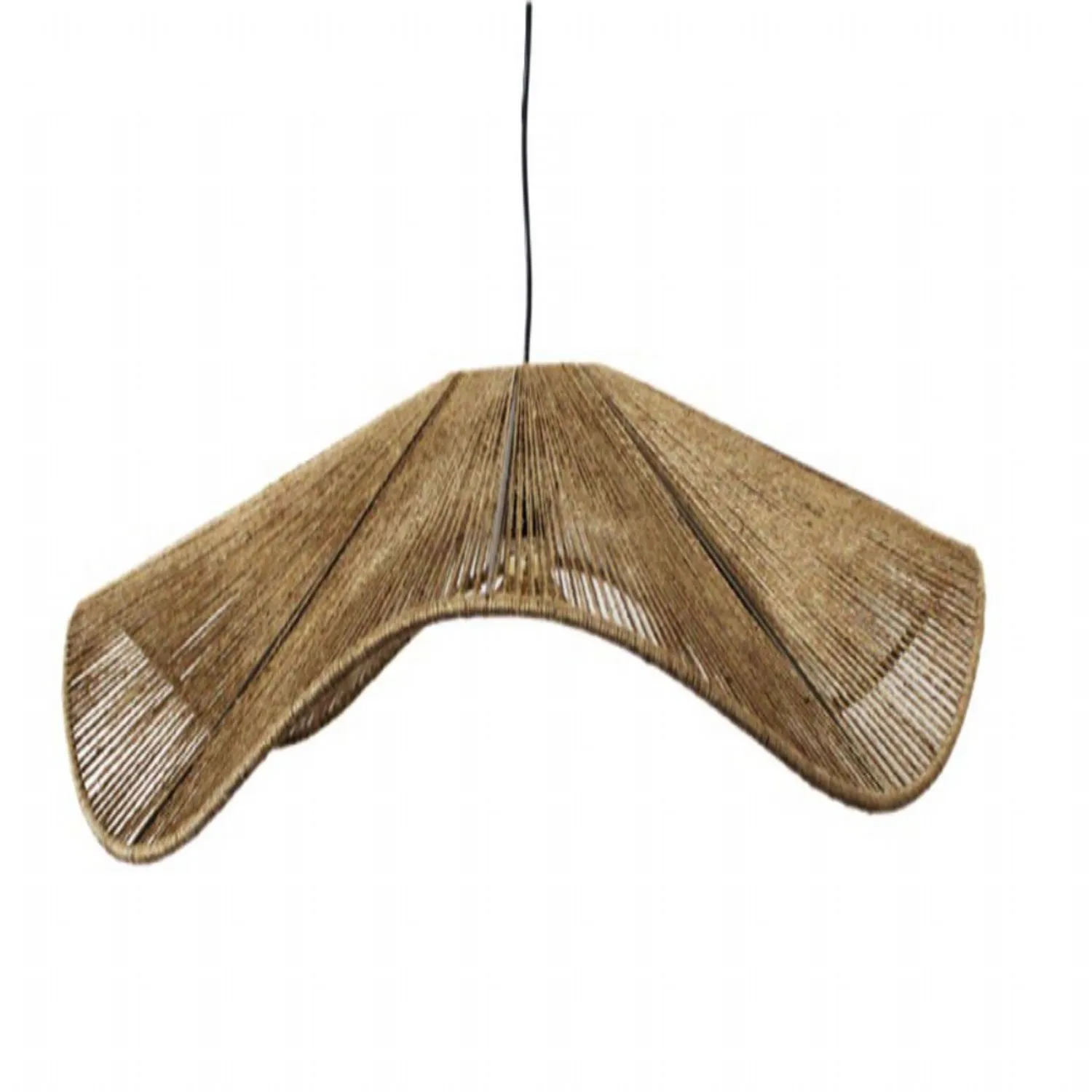 Large Wave Round Jute Pendant Ceiling Light in Natural