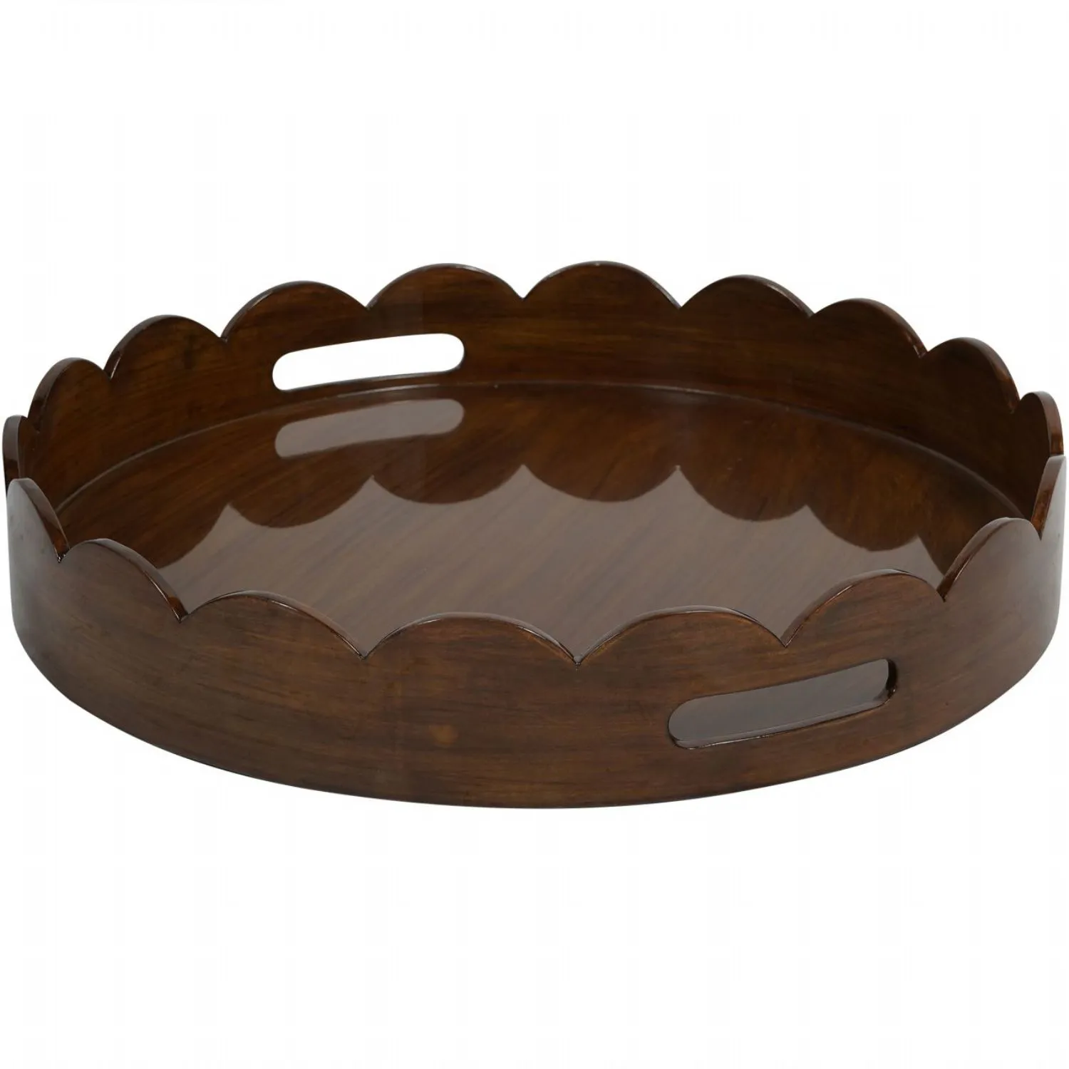 Lacquer Round Tray Maple with Scallop Edge