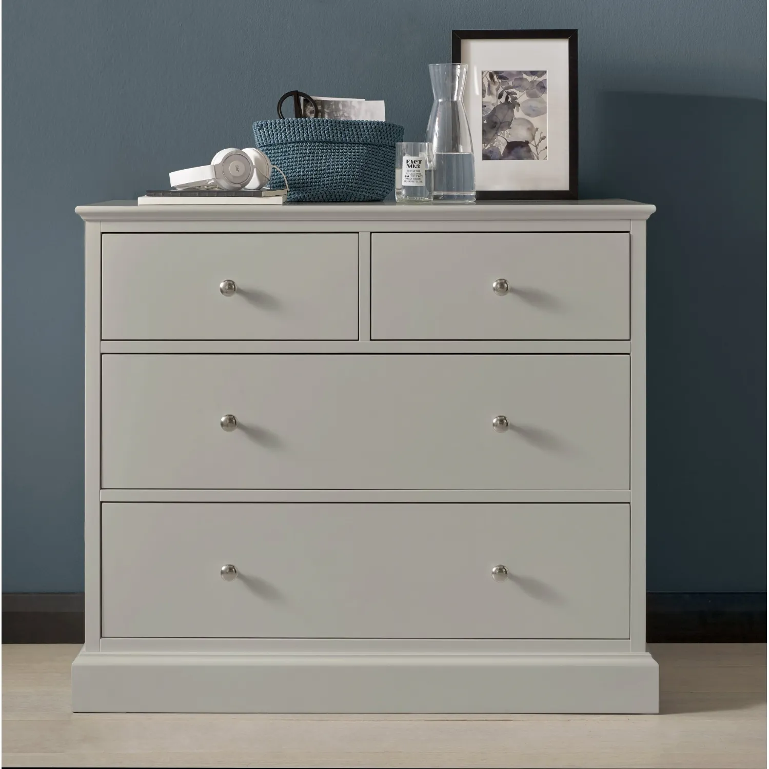 Grey Painted 2 over 2 Chest of 4 Drawers