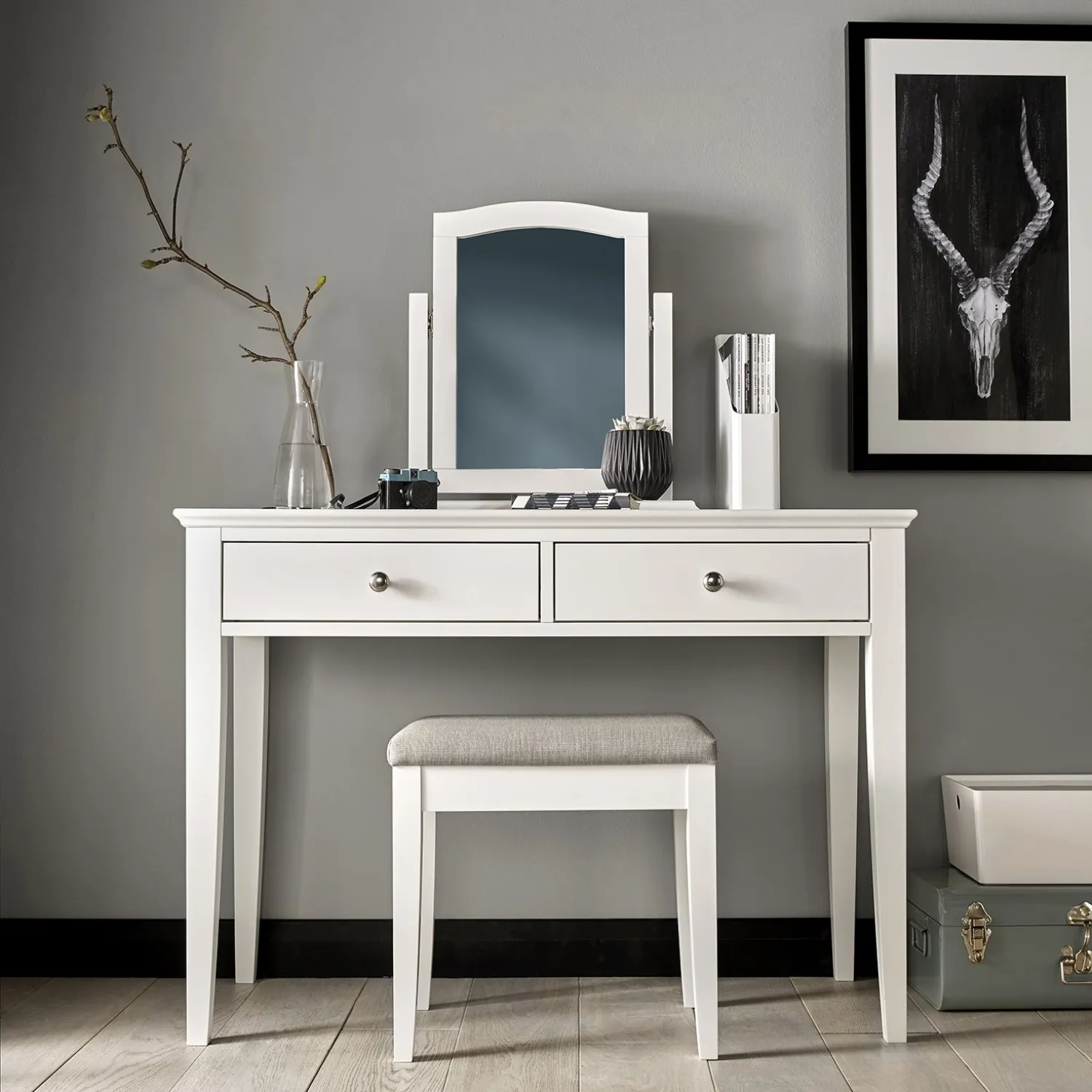 White Painted 2 Drawer Dressing Table