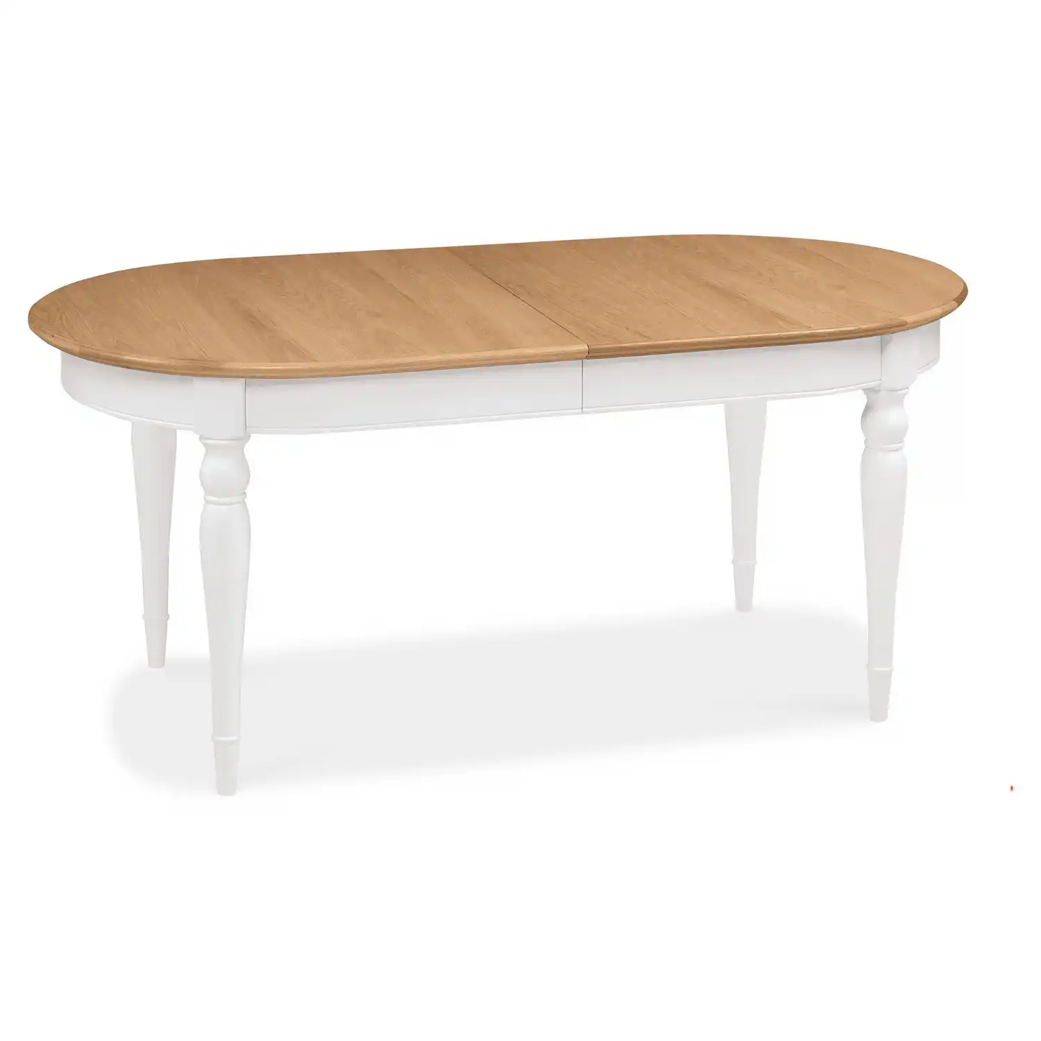 Large White Painted Oval Extending Dining Table Oak Top