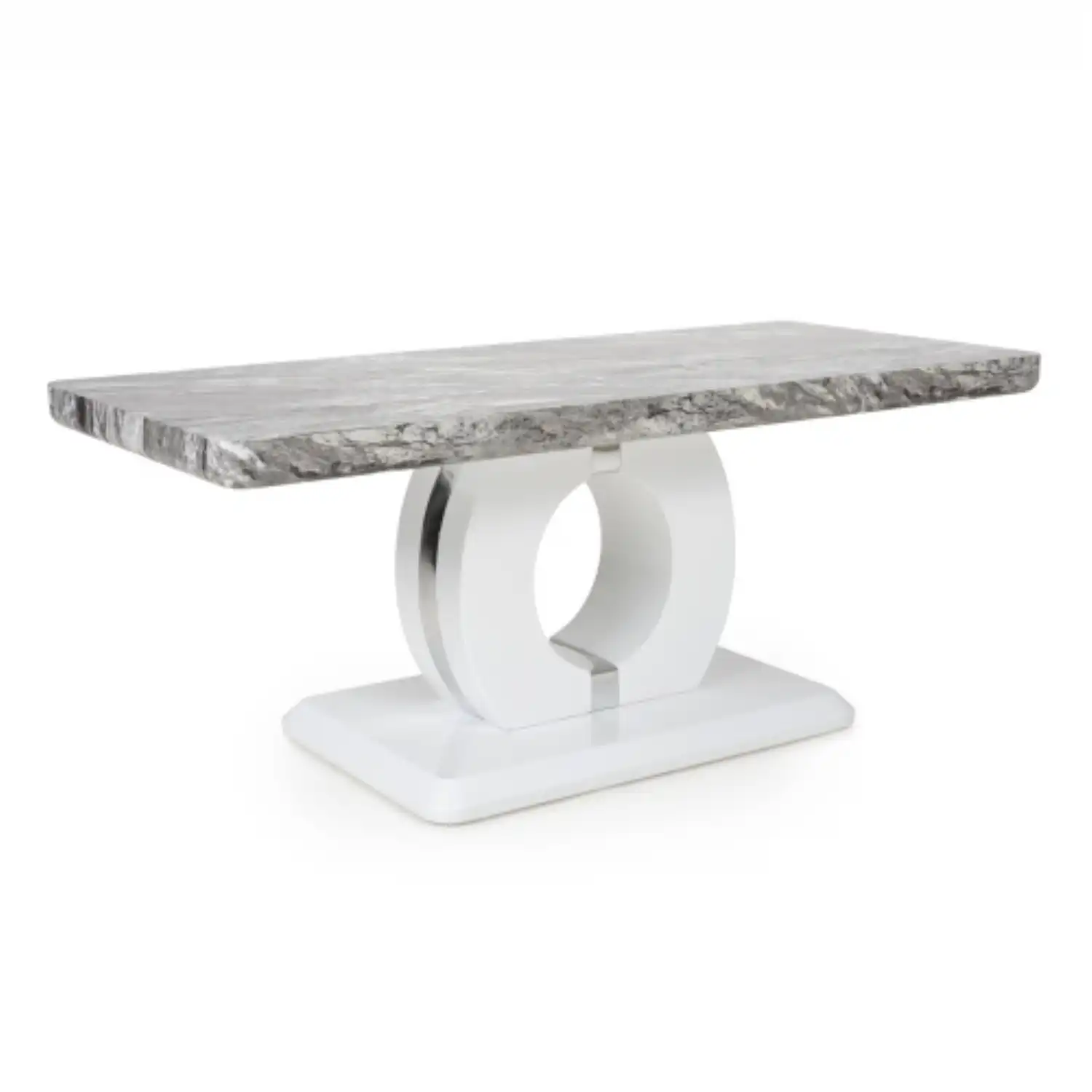 Grey and White Marble Top Rectangular Coffee Table
