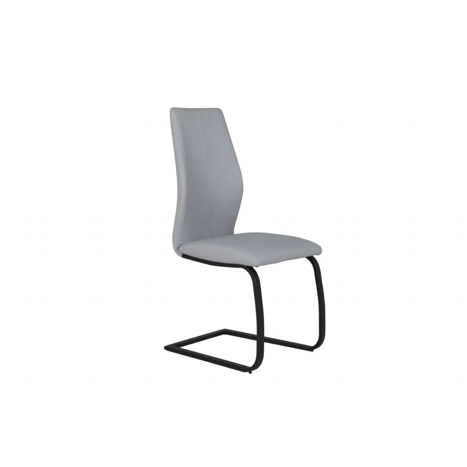 Grey PU Leather Dining Chair Cantilever Metal Legs