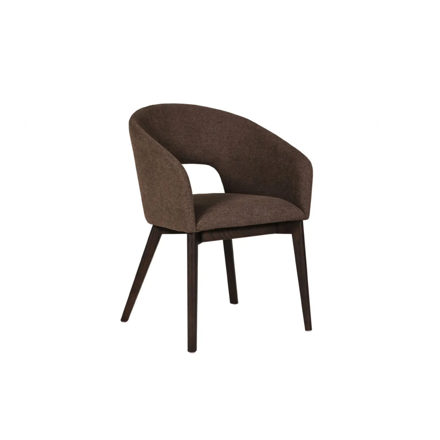 Brown Fabric Dining Chair with Dark Brown Walnut Legs