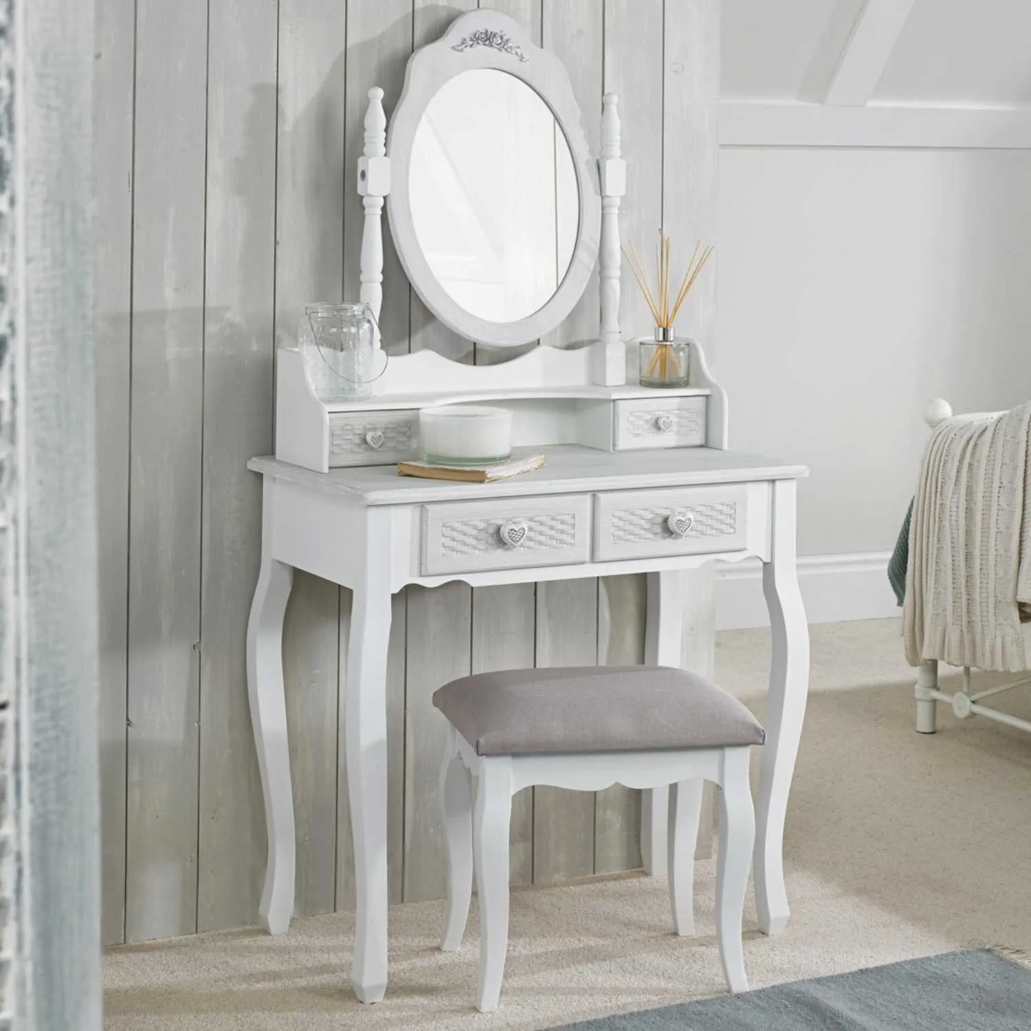 Brittany Dressing Table Base White grey