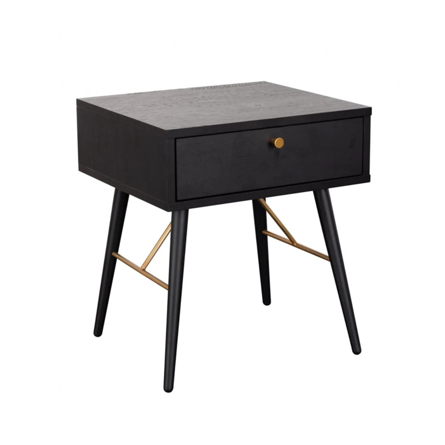 Black and Copper 1 Drawer Bedside Table Metal Legs