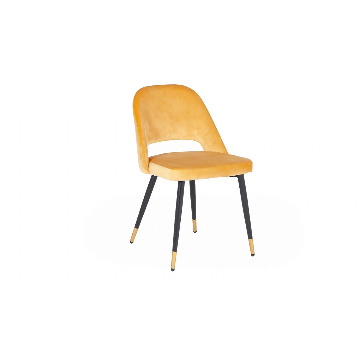 Mustard Velvet Fabric Dining Chair Gold Metal Legs