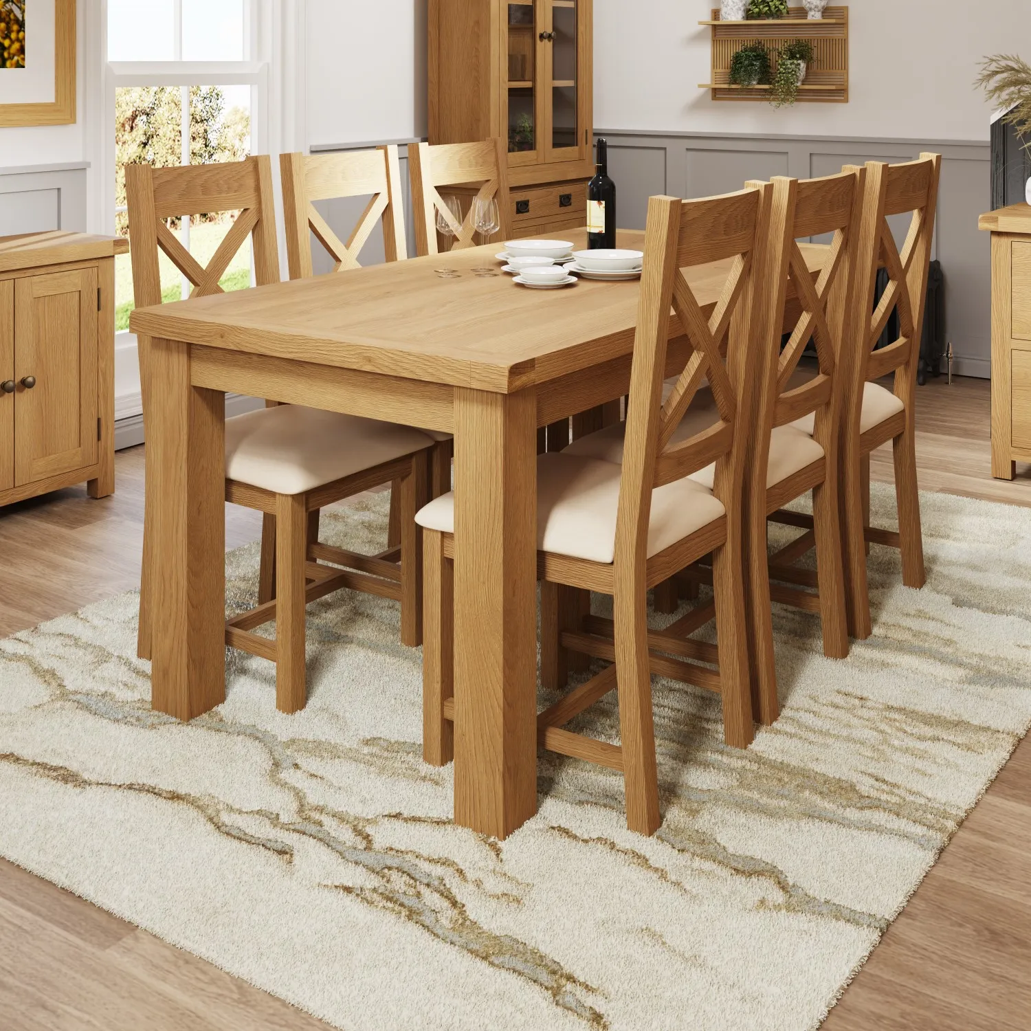 Oak 6 to 8 Seater Butterfly Extending Dining Table
