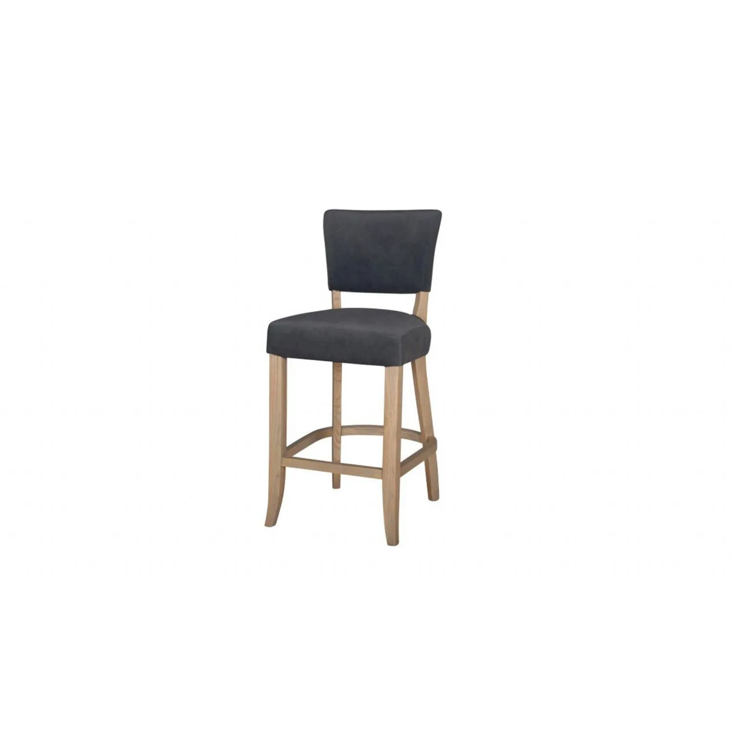 Modern Grey Velvet Fabric Bar Chair Wooden Frame
