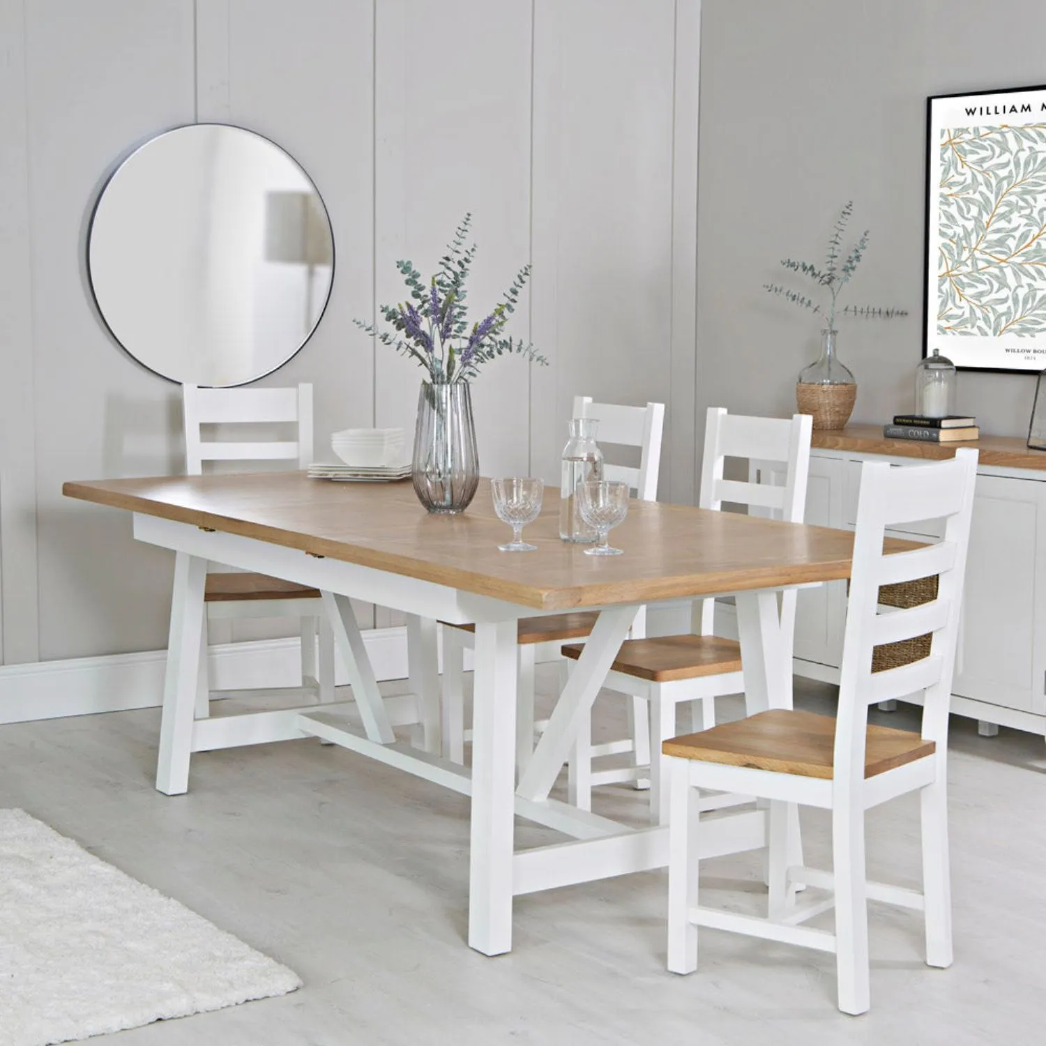 EA Dining White 1.8m Refectory Butterfly Extending table
