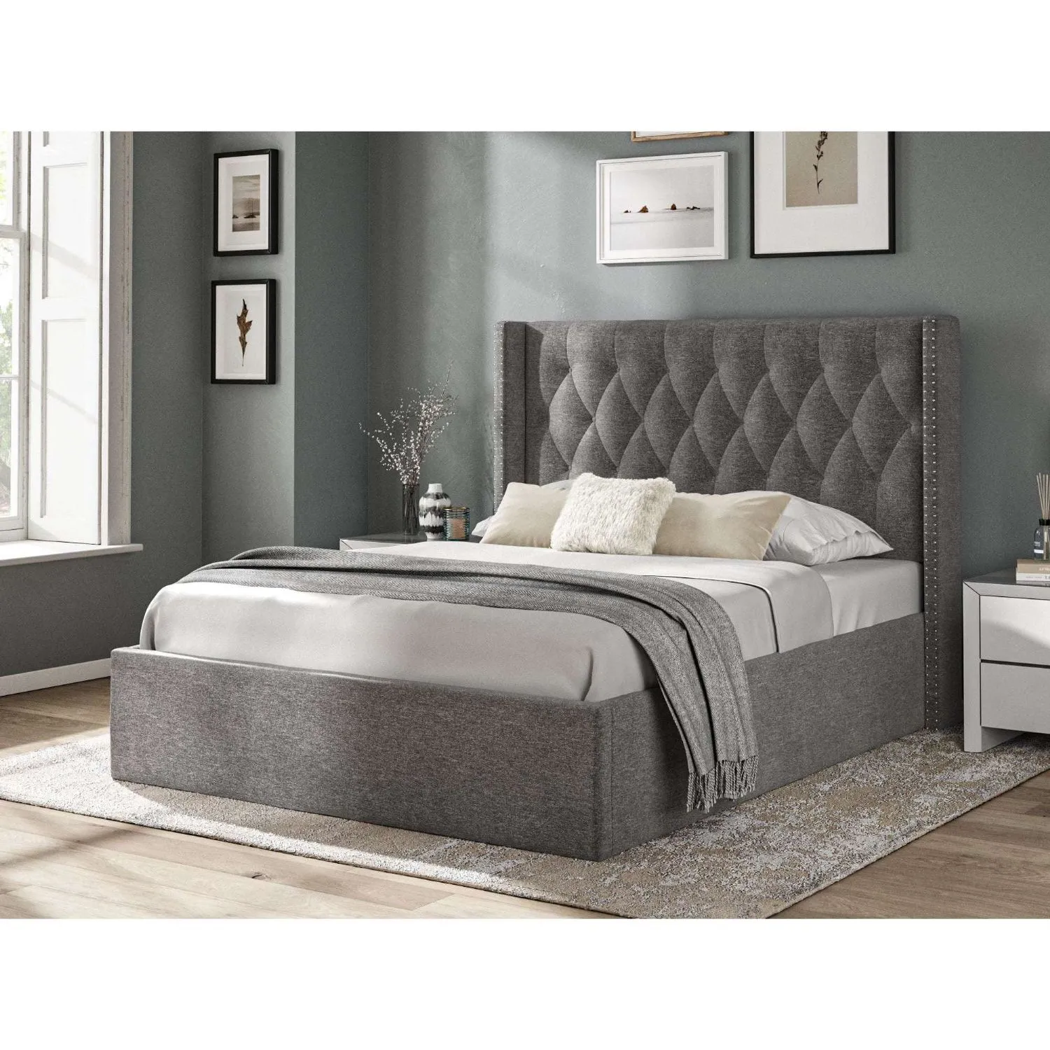 Fabric Bed Collection Dark Grey 5