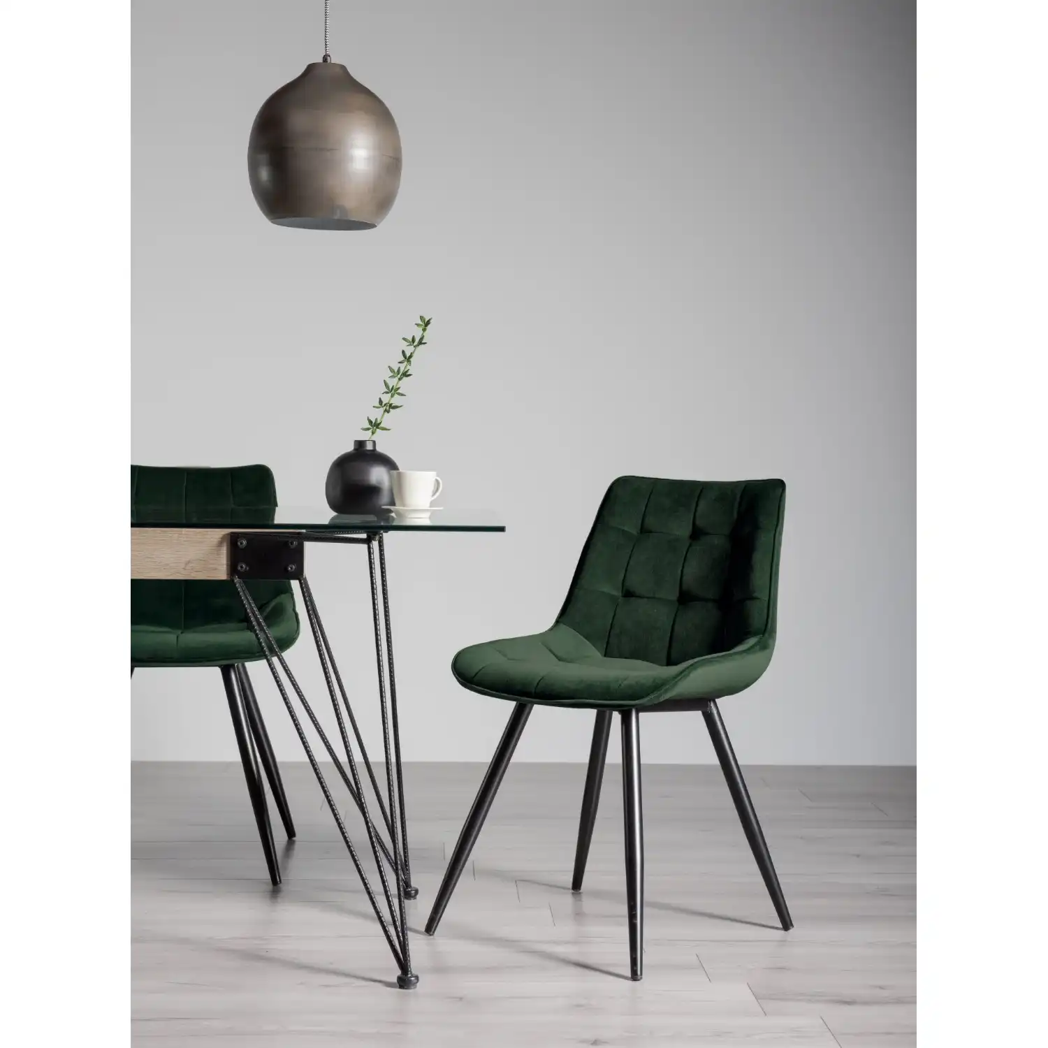 Green Suede Dining Chair Black Legs