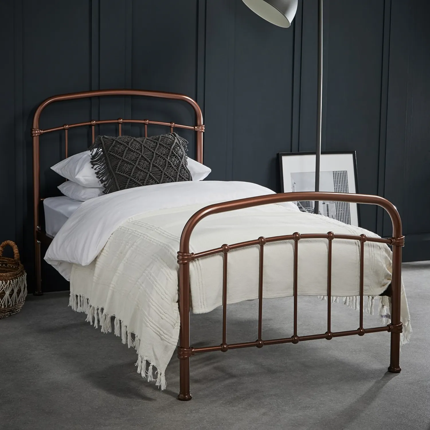 3ft Single 90cm Metal Copper Curved Bed Frame Industrial Style