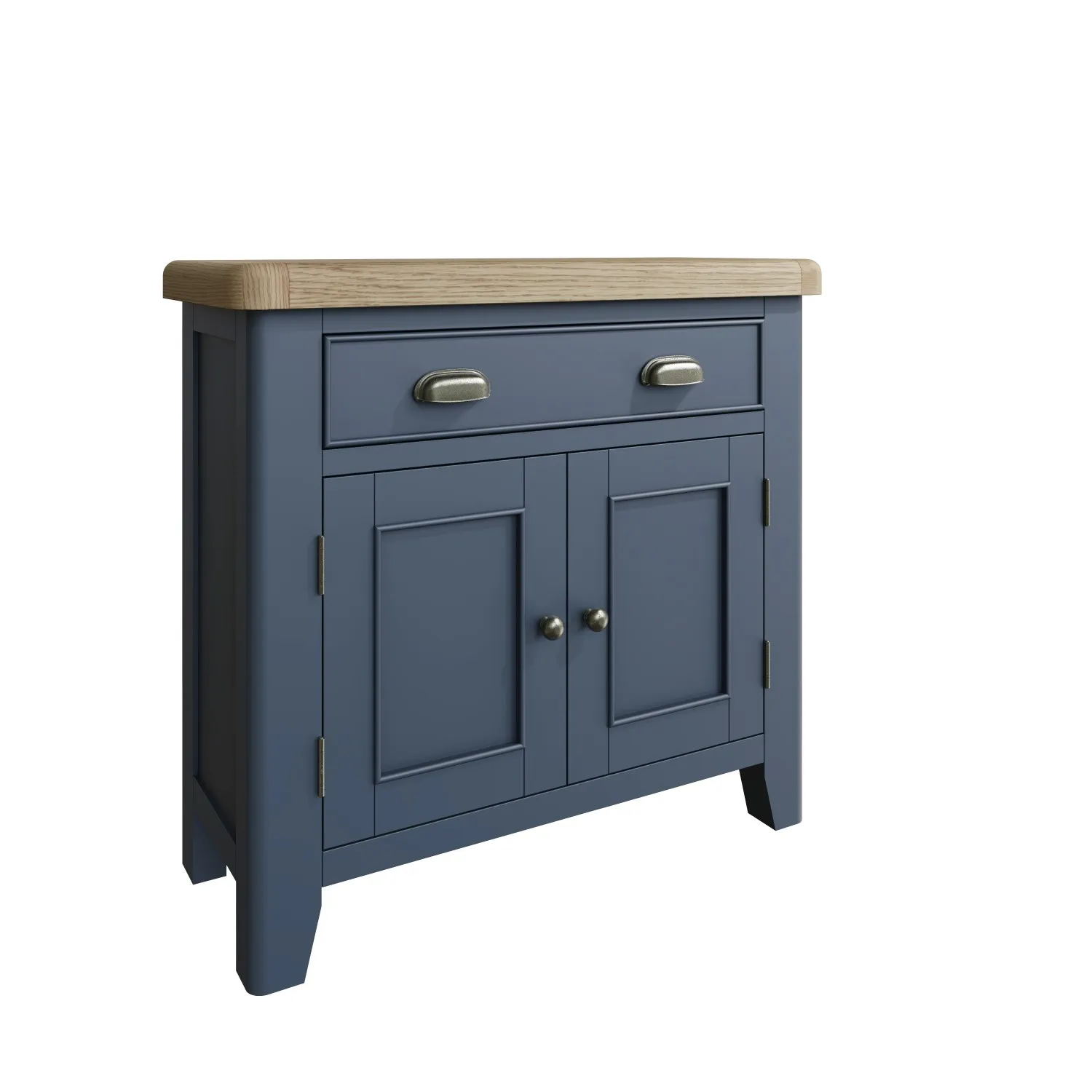 Blue Painted Small Sideboard Oak Top