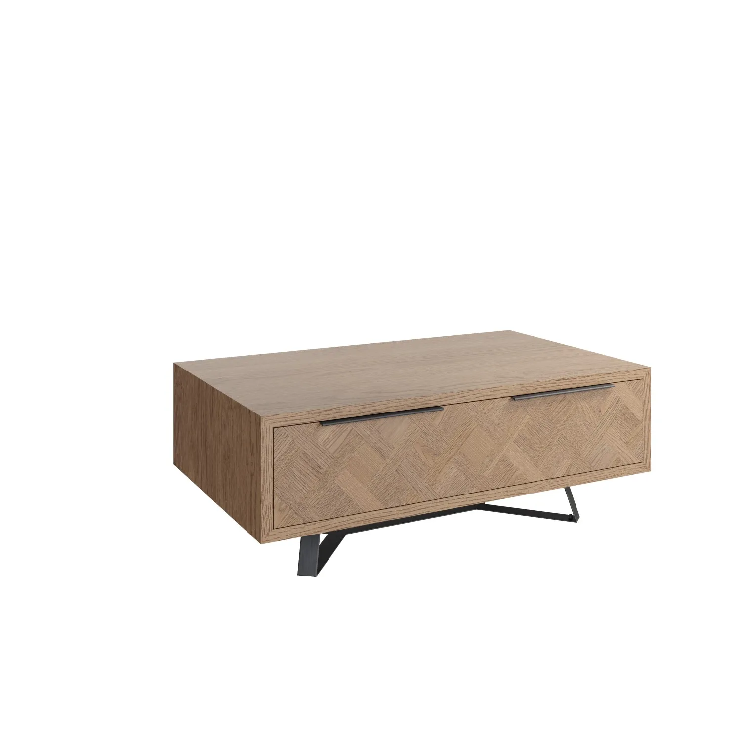 Wooden Parquet Coffee Table with Drawer