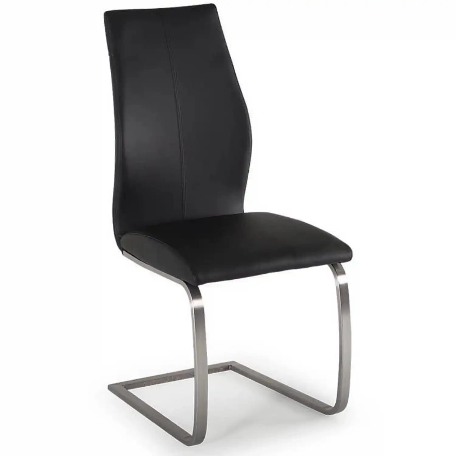 Black Leather Dining Chair Steel Legs