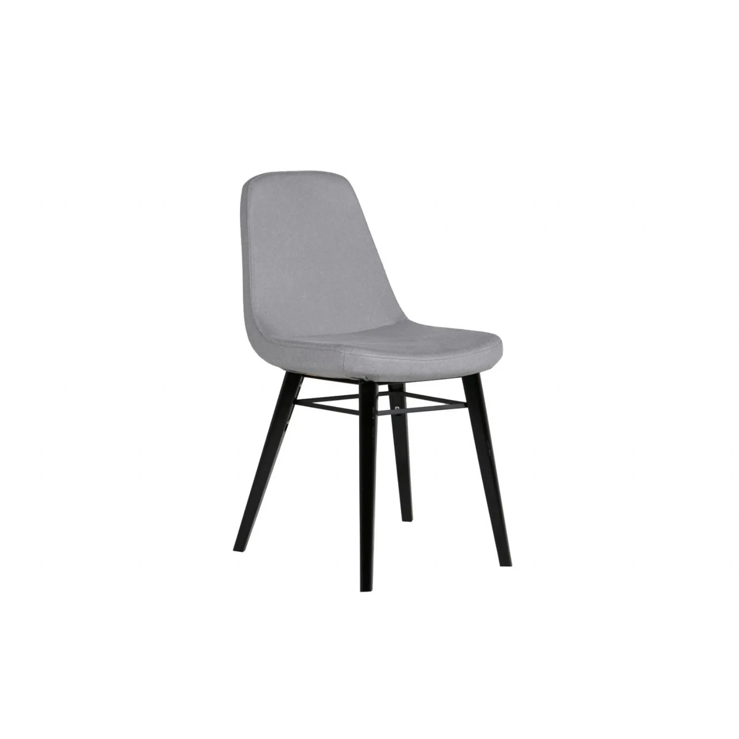 Grey Fabric Upholstered Dining Chair Wooden Legs