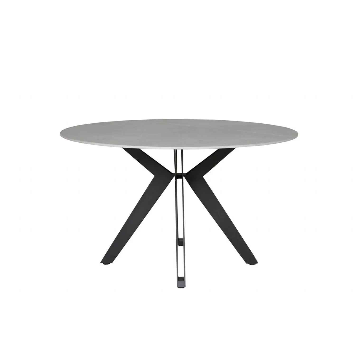 Grey Ceramic Top 130cm Round Dining Table Metal Base