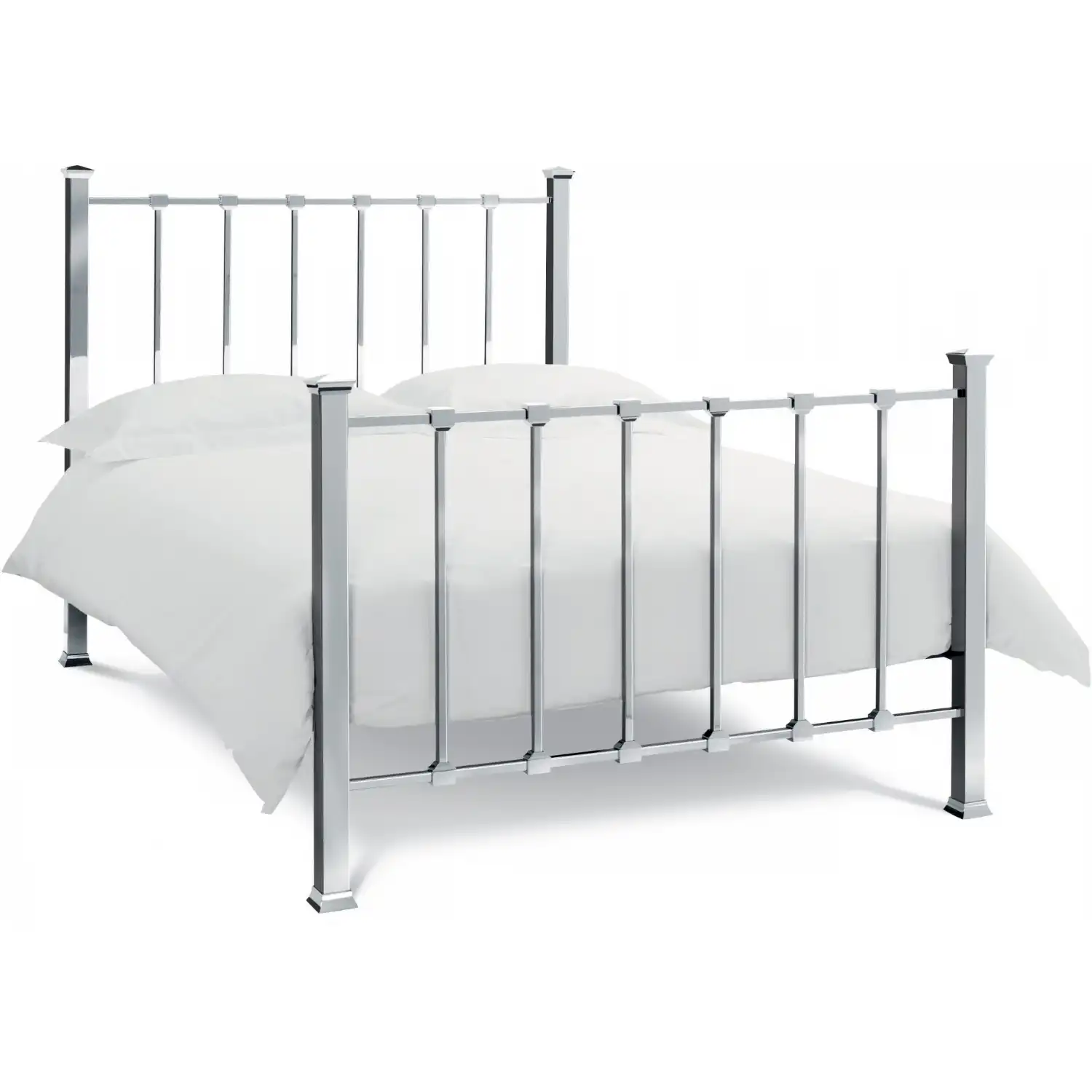 Shiny Nickel Metal King Size Bed