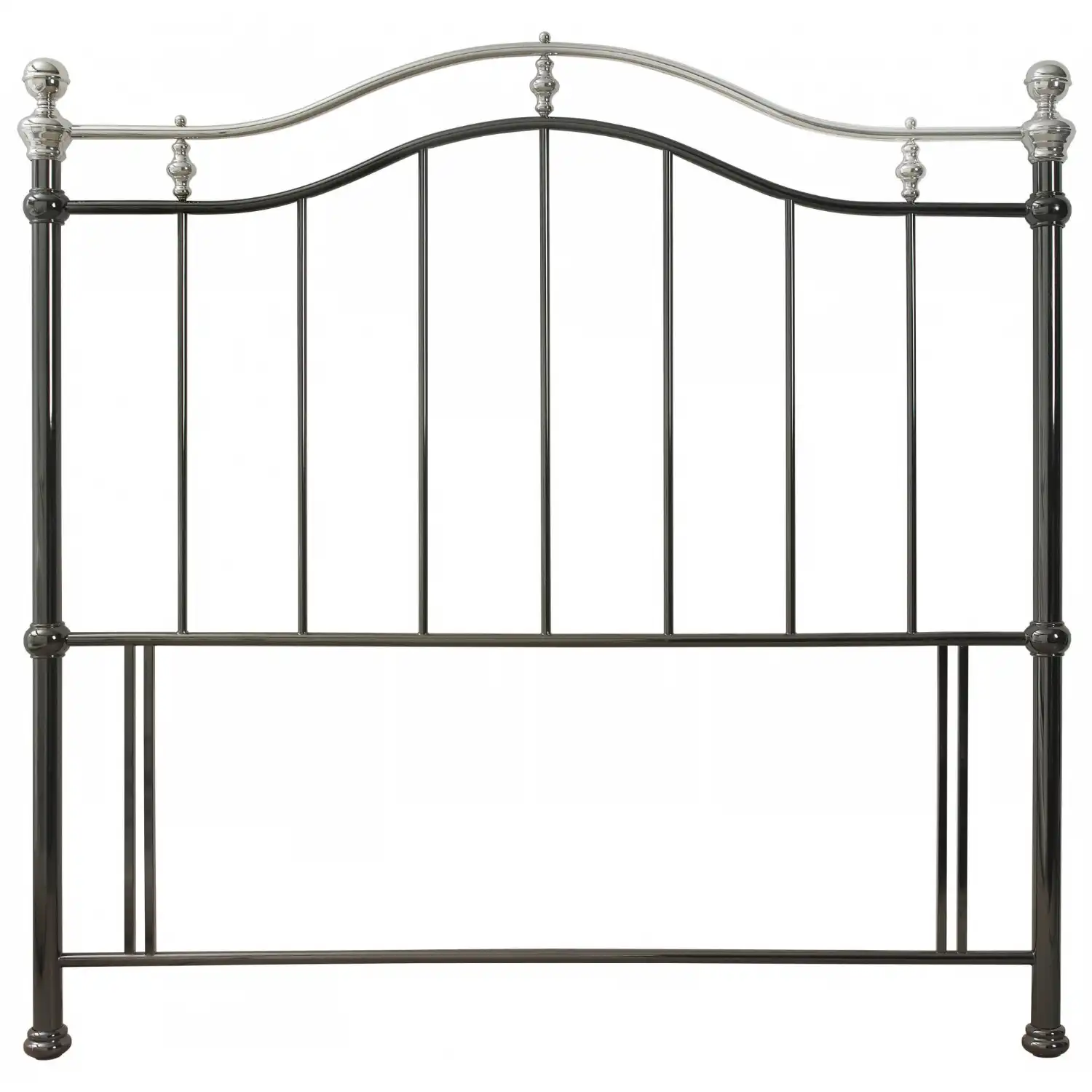 Shiny Nickel Metal Traditional Arched Headboard 4ft6 Double