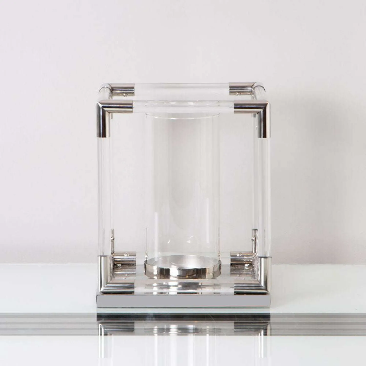 Mint Homeware Nickel Plated, Glass And Acrylic Candle Holder