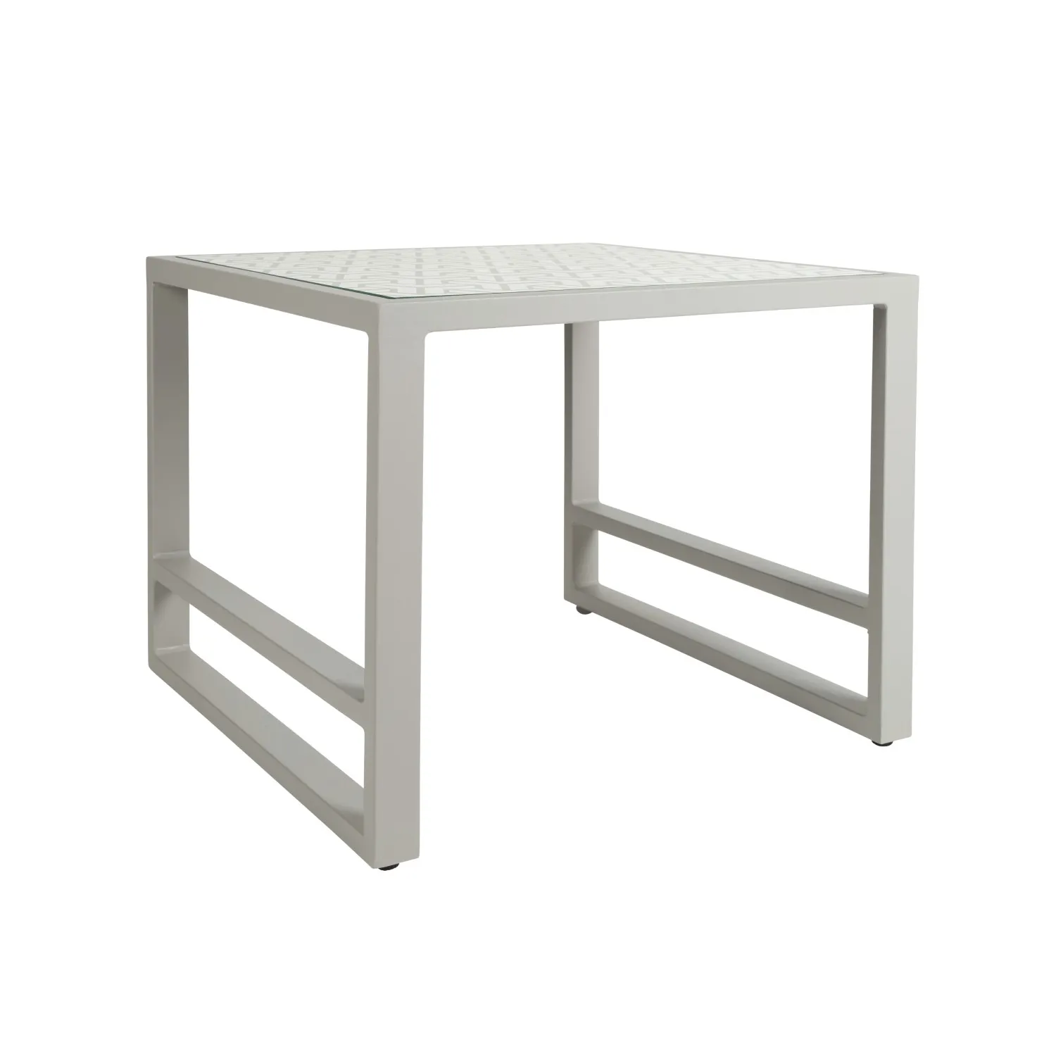 Grey Outdoor Square Side Table Glass Top