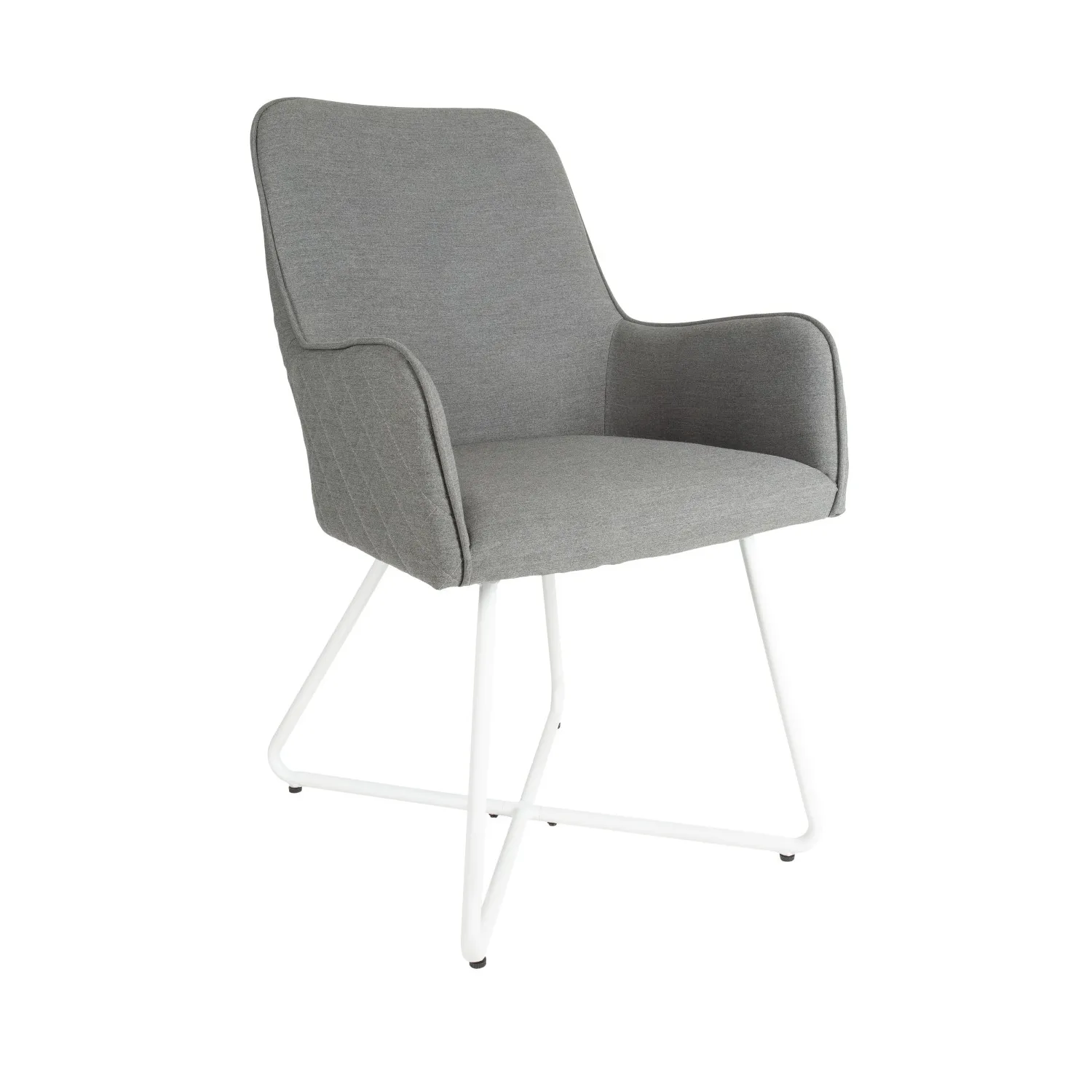 Grey Fabric White Metal Outdoor Dining Chair