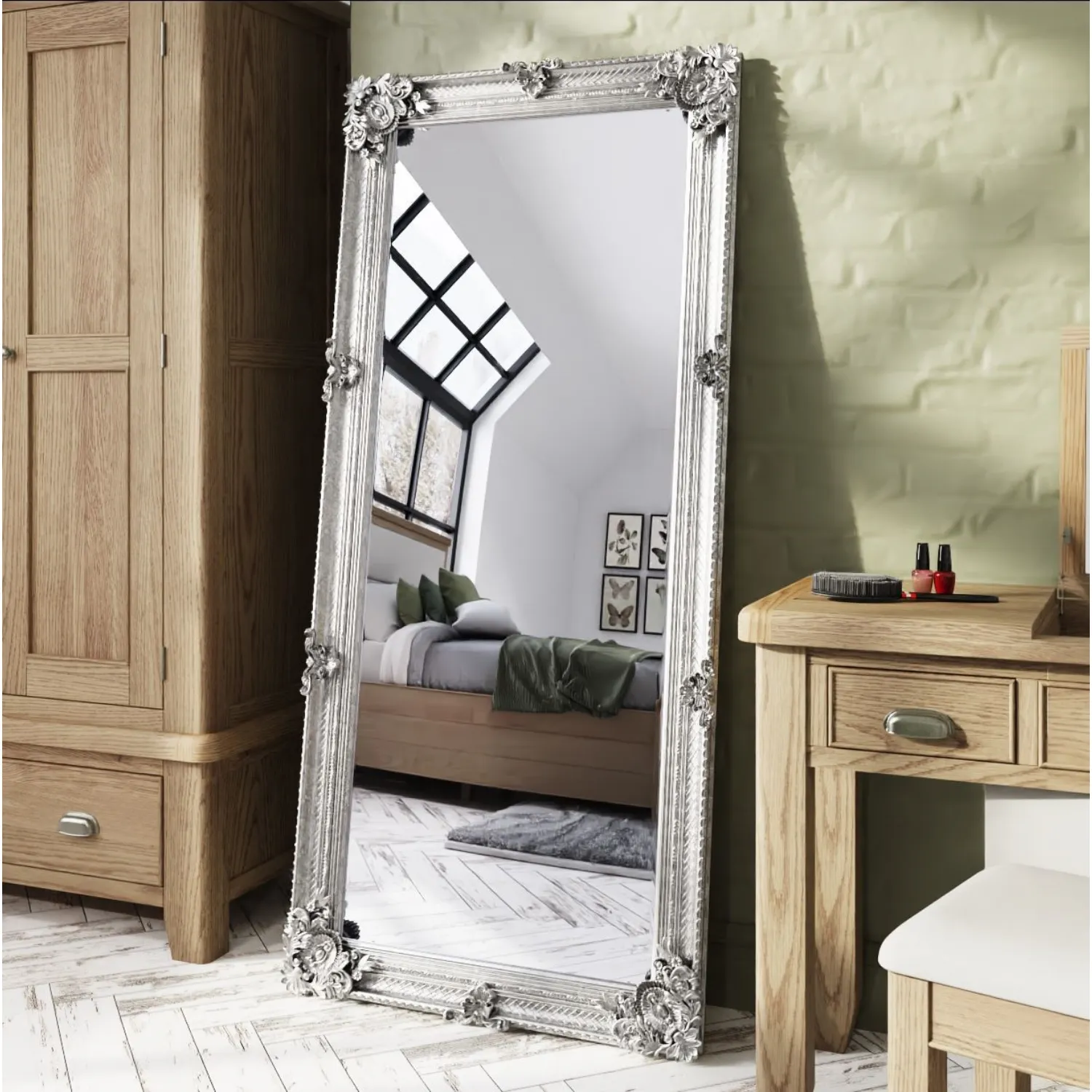 Silver Wooden Mirror