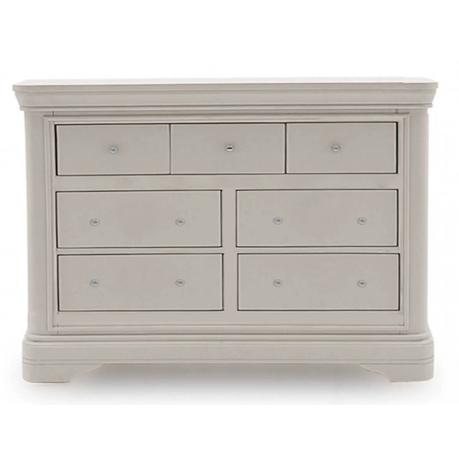 Large Taupe Painted 3 Over 4 Chest of 7 Drawers
